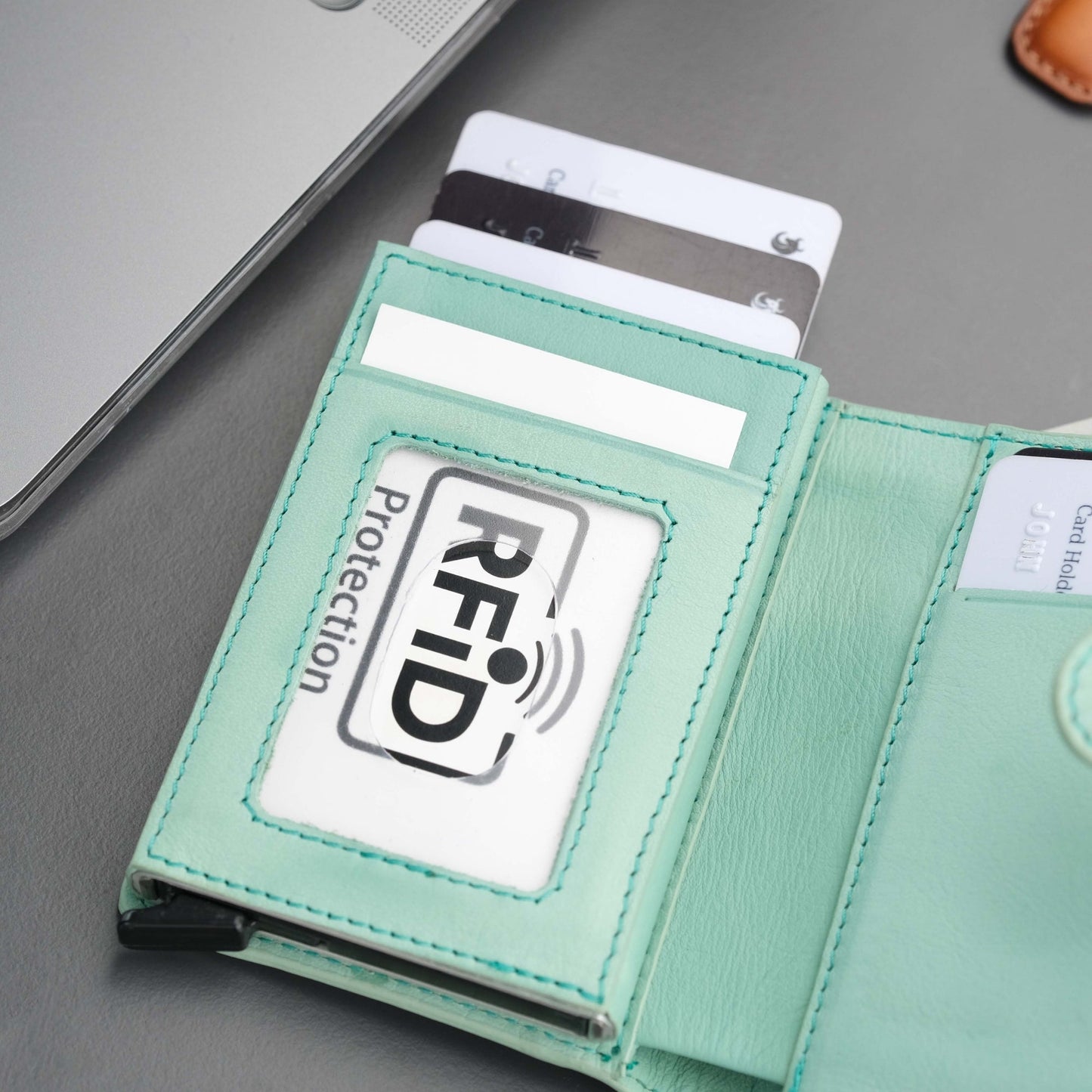 Glenrock Green Leather Pop-up Cardholder Wallet - Concordia Style Boutique