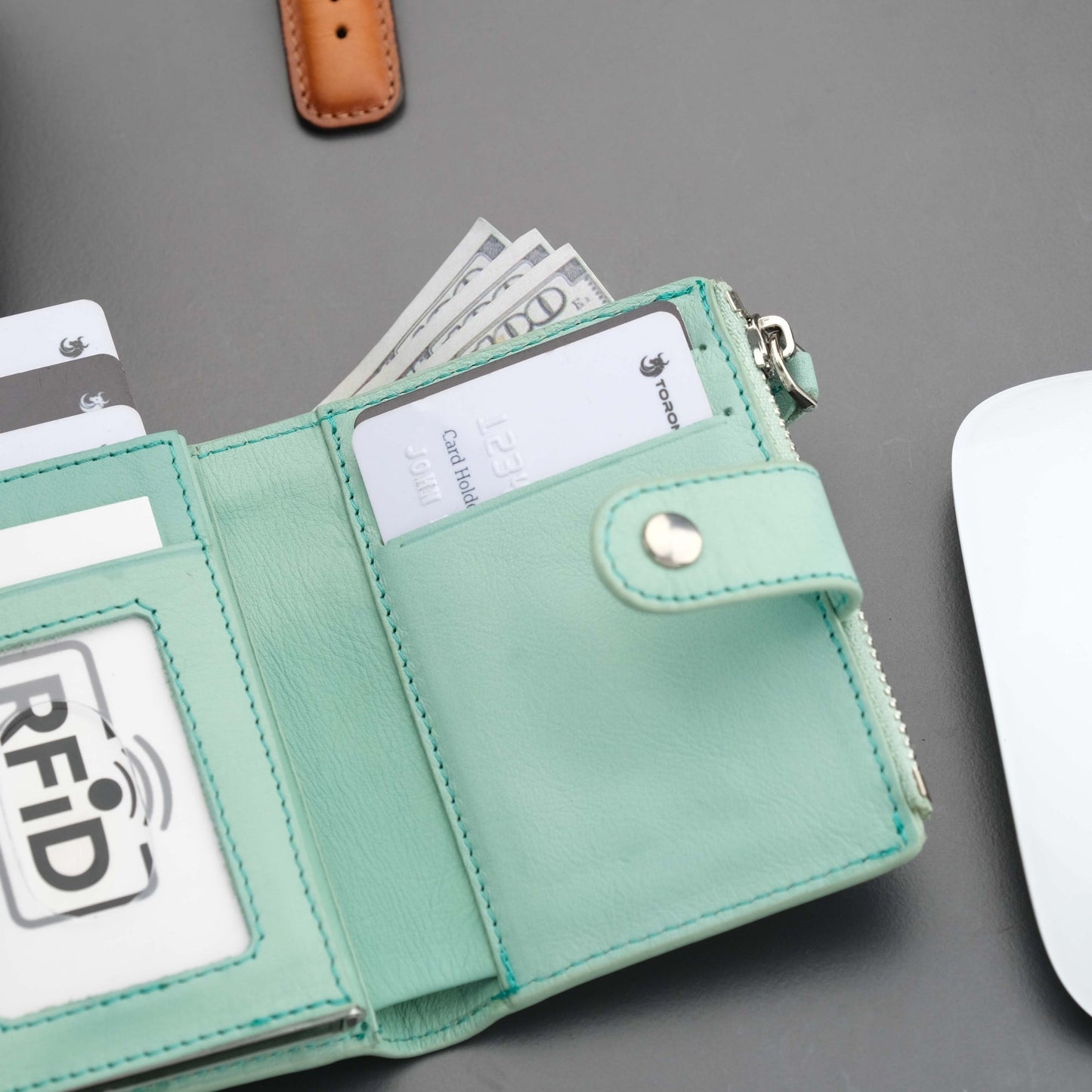 Glenrock Green Leather Pop-up Cardholder Wallet - Concordia Style Boutique