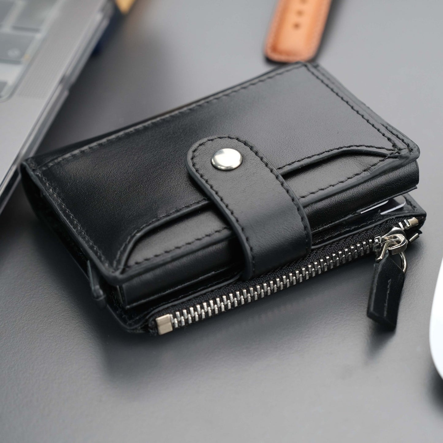 Glenrock Black Leather Pop-up Cardholder Wallet - Concordia Style Boutique