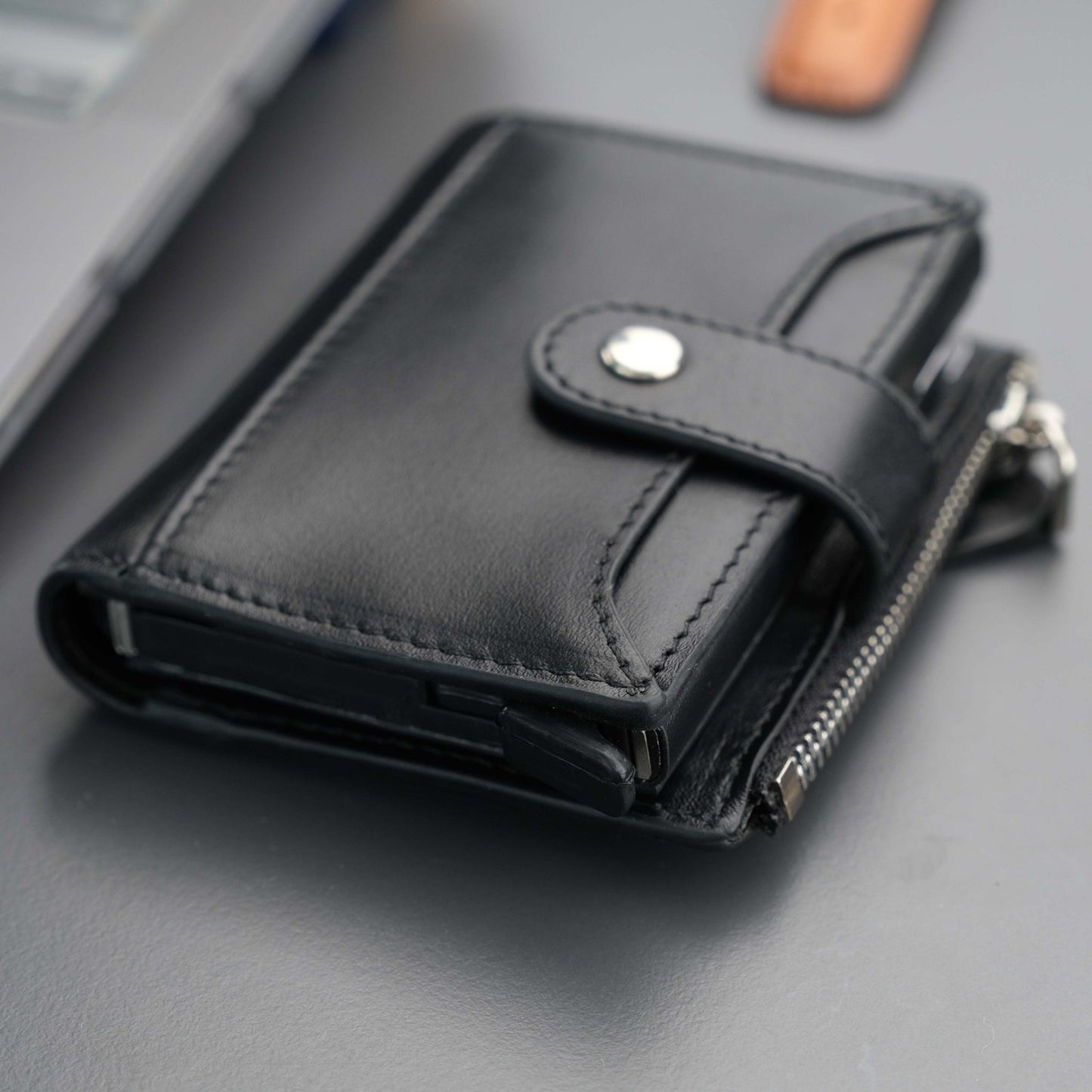 Glenrock Black Leather Pop-up Cardholder Wallet - Concordia Style Boutique