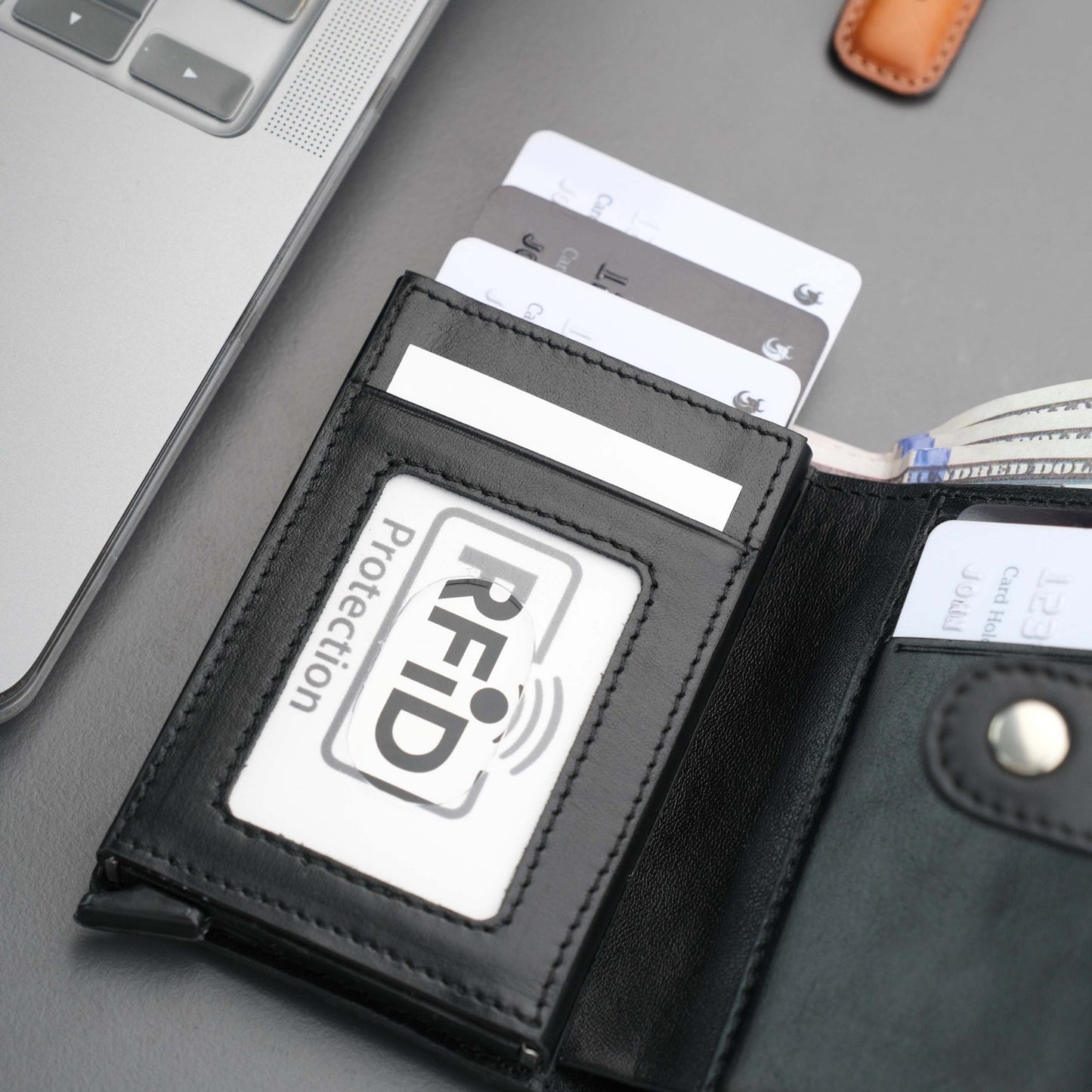 Glenrock Black Leather Pop-up Cardholder Wallet - Concordia Style Boutique
