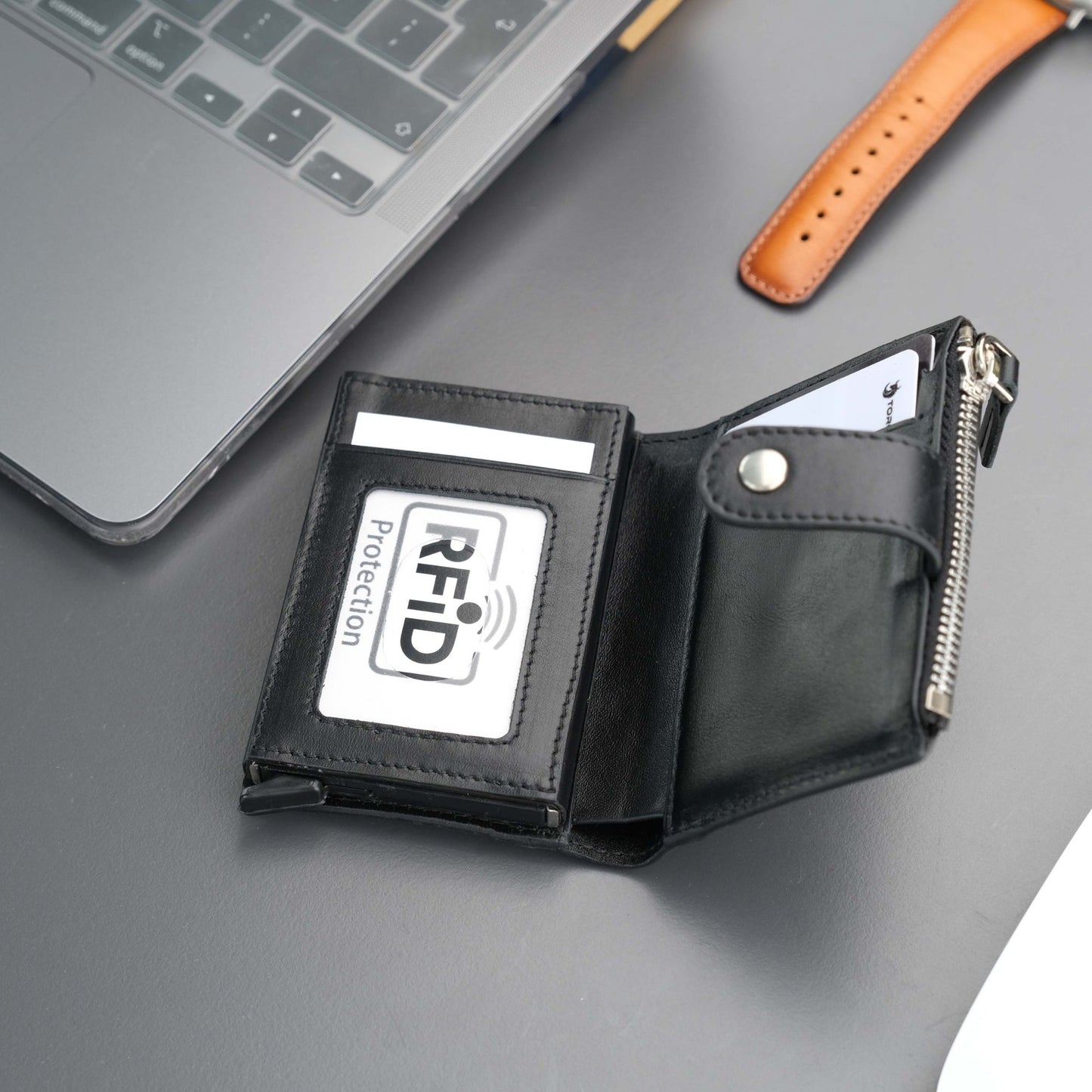 Glenrock Black Leather Pop-up Cardholder Wallet - Concordia Style Boutique