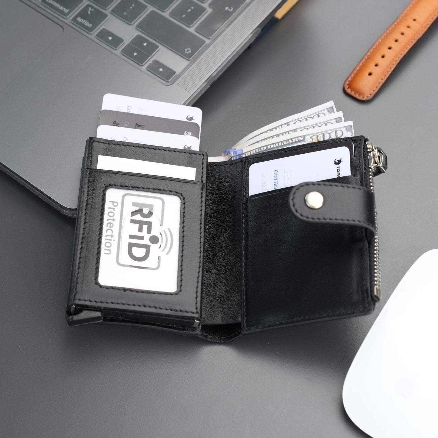 Glenrock Black Leather Pop-up Cardholder Wallet - Concordia Style Boutique