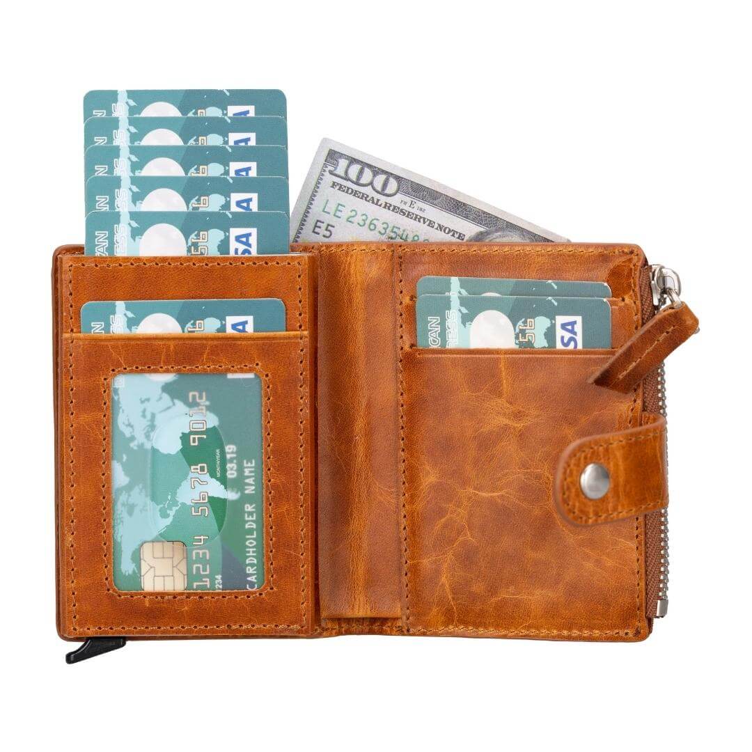 Glenrock Genuine Cowhide Leather Pop Up Card Holder Wallet - Concordia Style Boutique