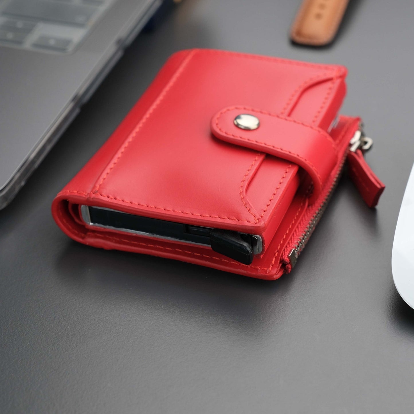 Glenrock Red Leather Pop-up Cardholder Wallet - Concordia Style Boutique