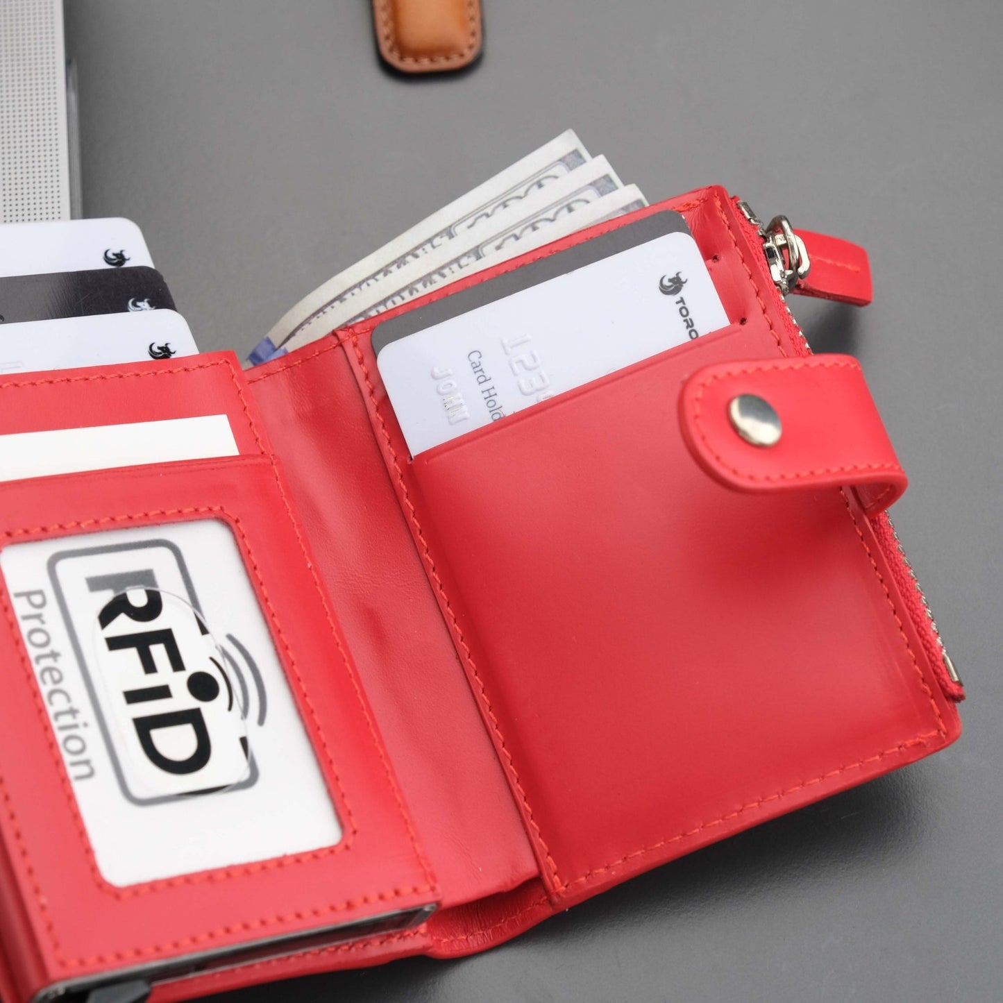 Glenrock Red Leather Pop-up Cardholder Wallet - Concordia Style Boutique