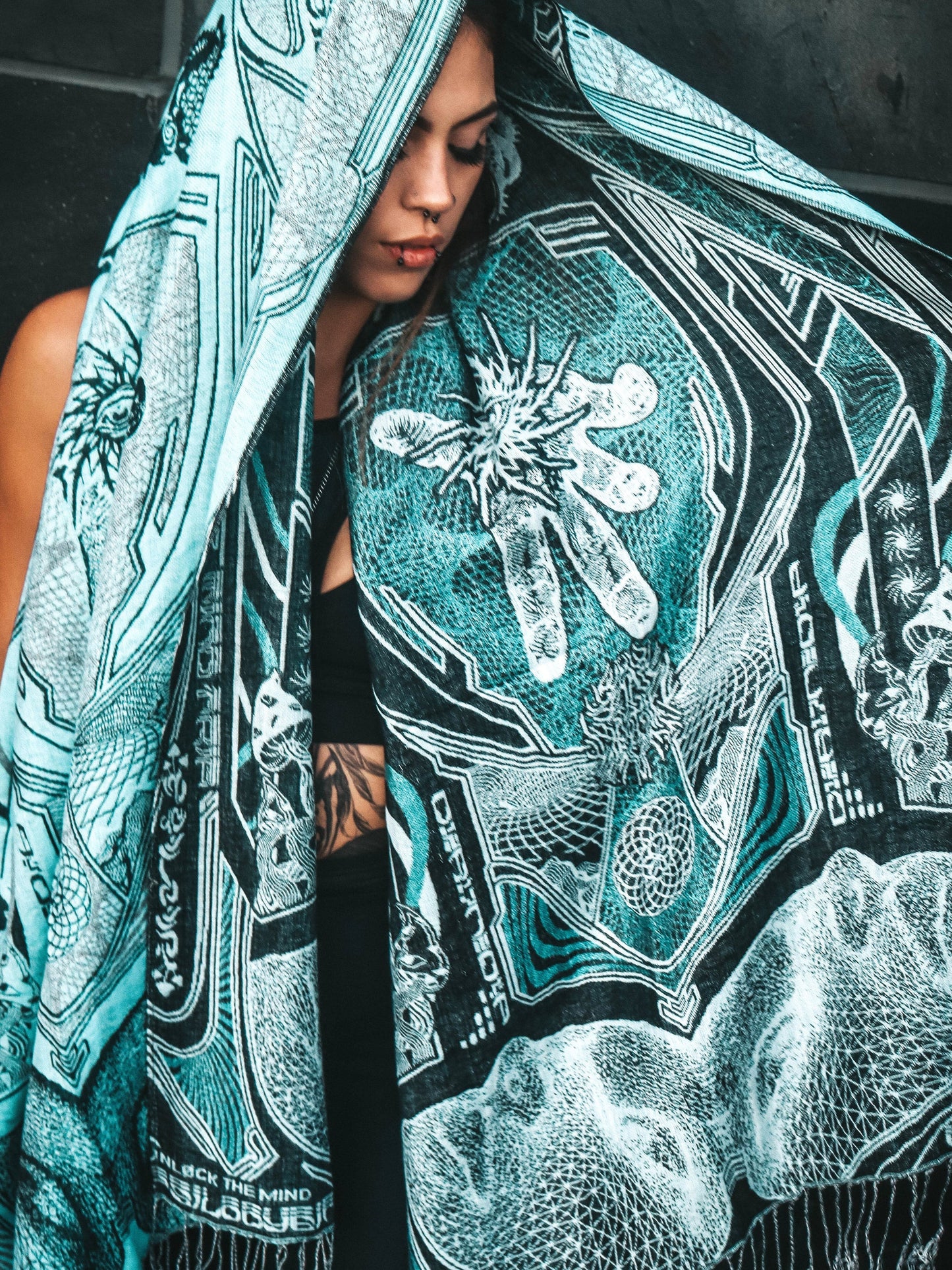 RESTOCKED ✦ GOLDEN TEACHERS V1 • AQUAMARINE • Festival Shawl/Scarf - Concordia Style Boutique