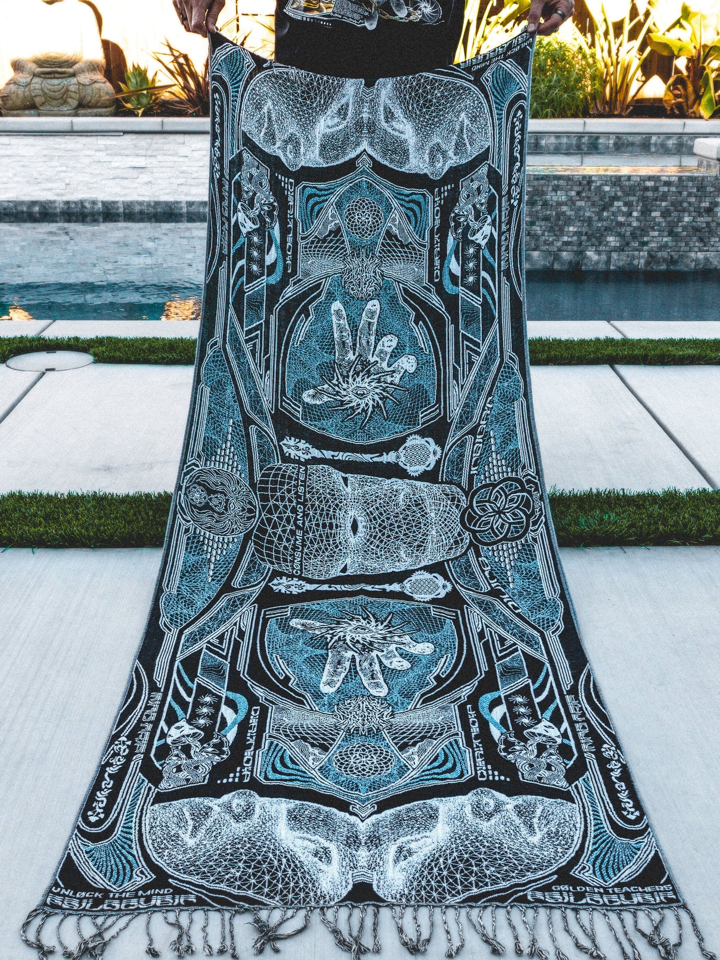 RESTOCKED ✦ GOLDEN TEACHERS V1 • AQUAMARINE • Festival Shawl/Scarf - Concordia Style Boutique