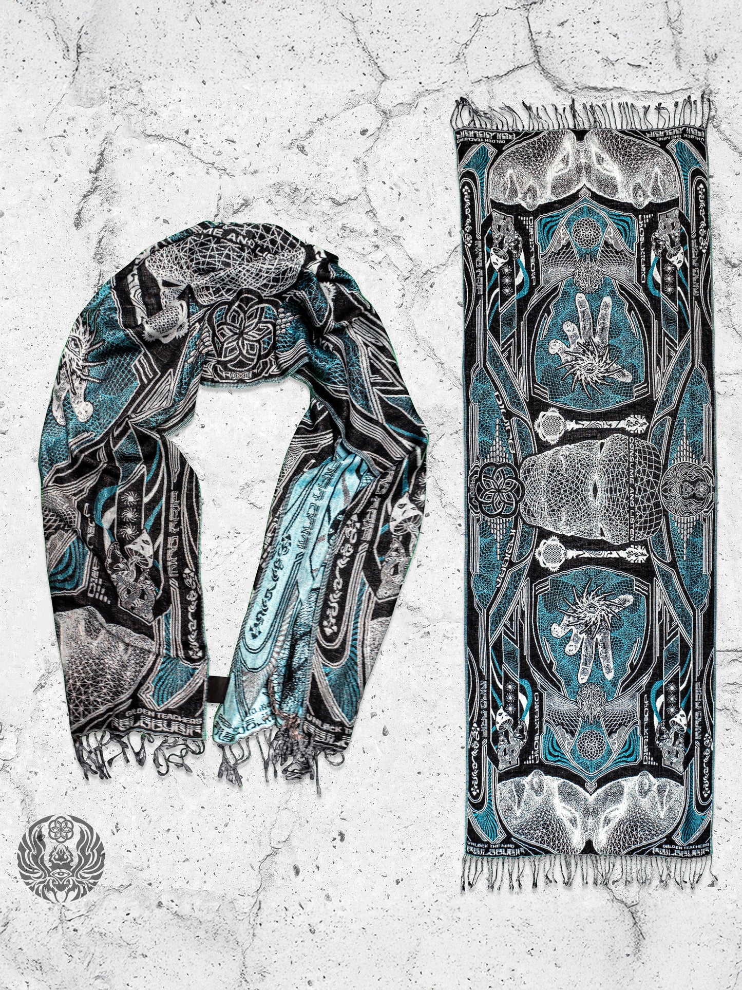 RESTOCKED ✦ GOLDEN TEACHERS V1 • AQUAMARINE • Festival Shawl/Scarf - Concordia Style Boutique