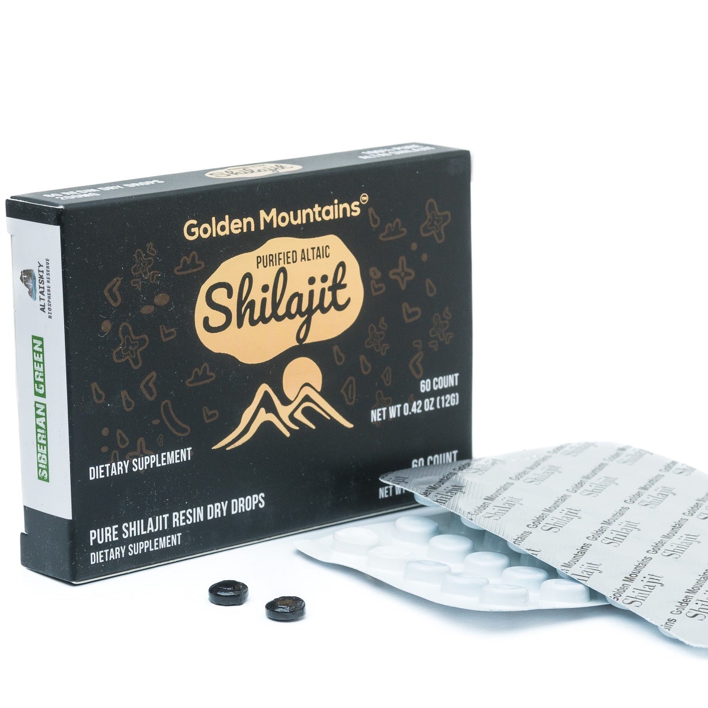 Siberian Green Shilajit Dry Drops | Altai Golden Mountains | 60 x 200mg - Concordia Style Boutique