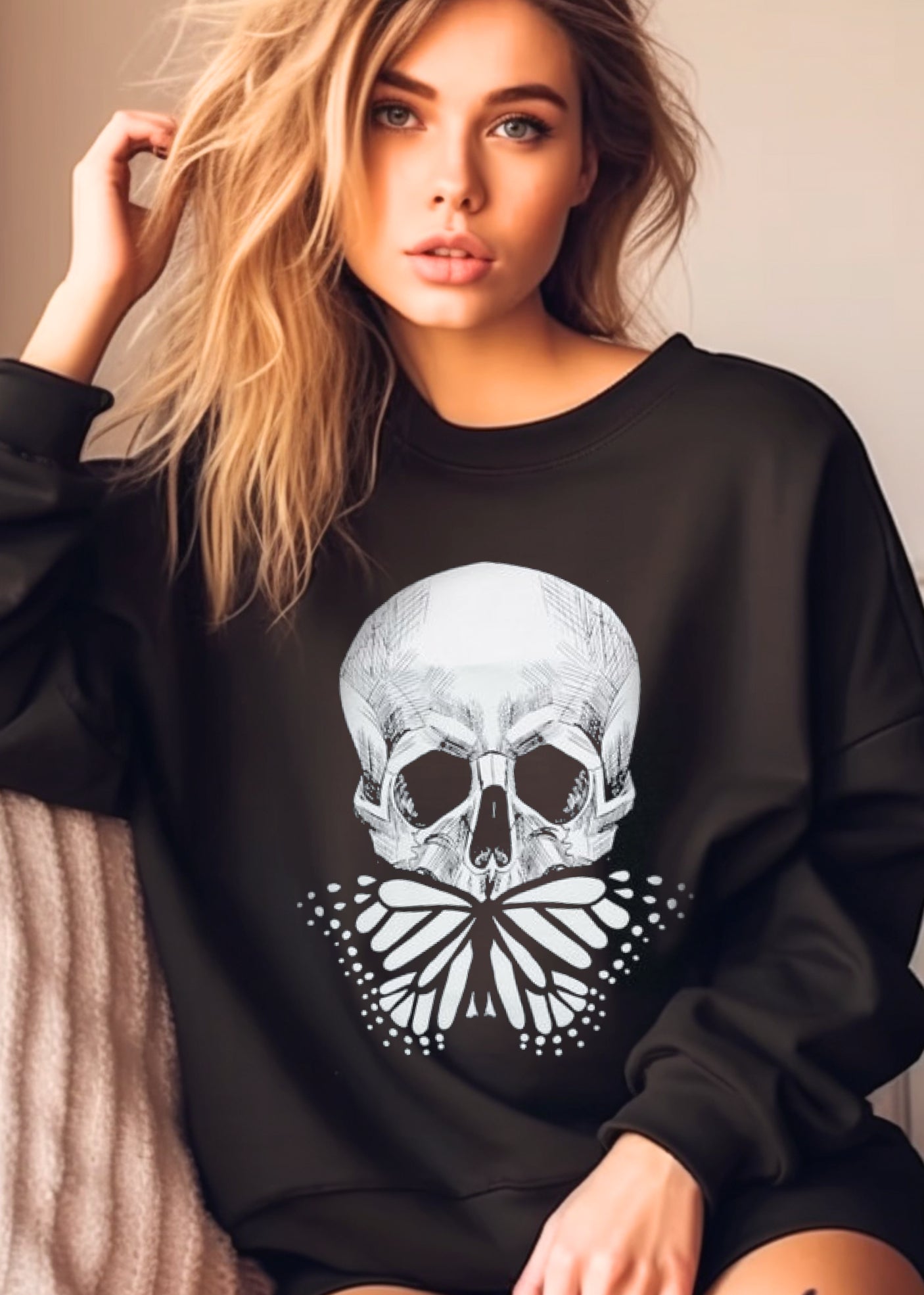 Butterfly Skull Sweater Goth Sweatshirt - Concordia Style Boutique