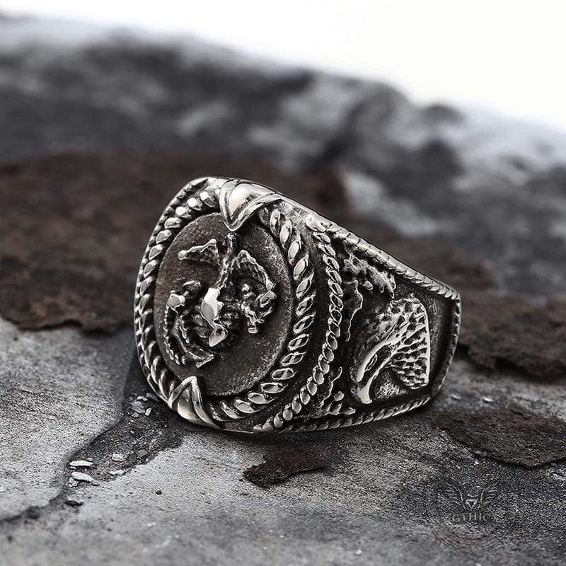 Eagle Globe Anchor Stainless Steel Marine Ring