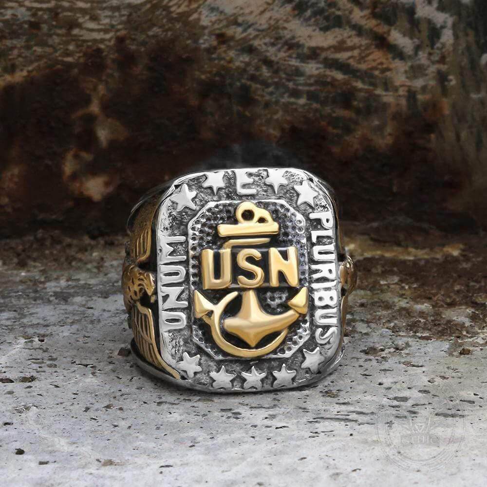 Eagle USN Anchor Stainless Steel Beast Marine Ring