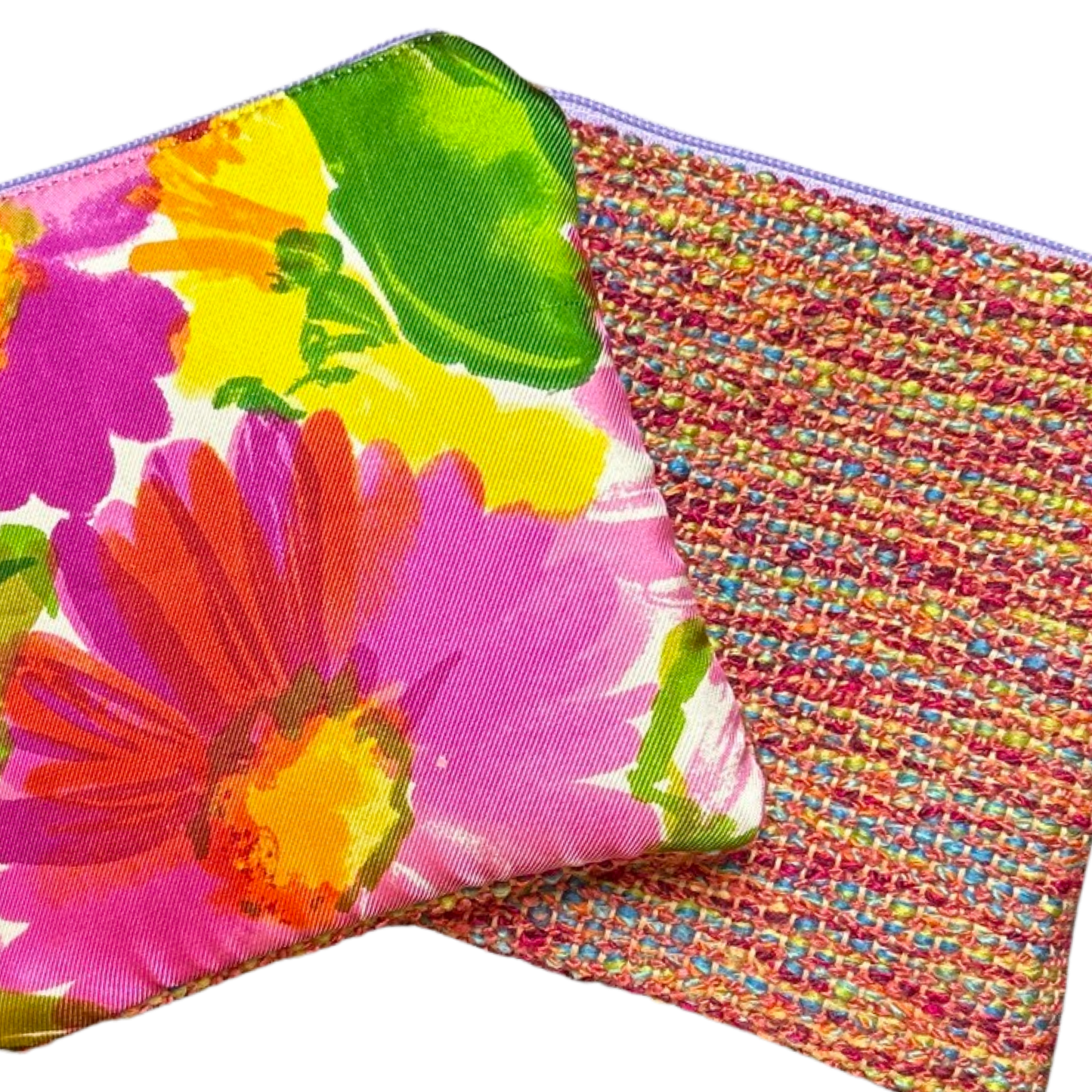 Flower Pop Vintage Silk Scarf Coffee Run Keychain Bag XL