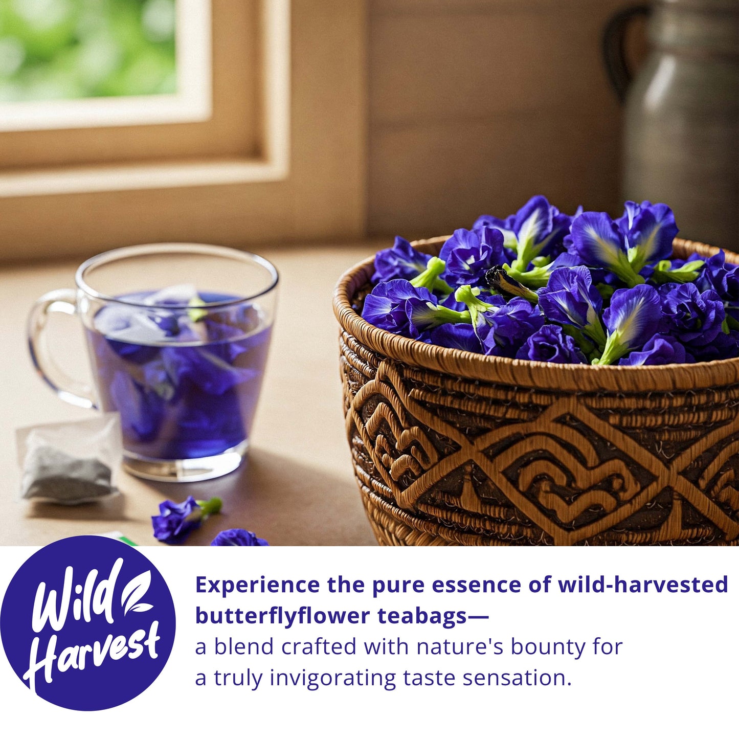 Akshit Butterfly Pea Flower ( Blue Tea ) - 75 Tea Bags, Natural Dried Butterfly Pea Flowers, Caffeine-Free, NON-GMO