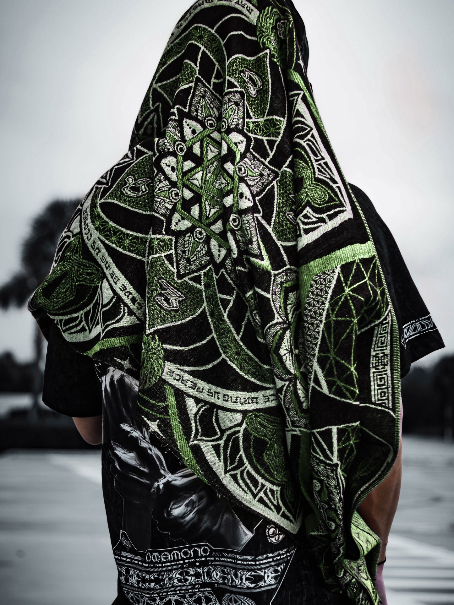 NEW RELEASE • HARMONY HEALS • UV-REACTIVE GREEN MINT • Festival Shawl/Scarf - Concordia Style Boutique