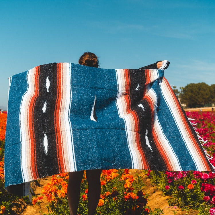 Harvest Moon Diamond Baja Blanket - Blue - Concordia Style Boutique