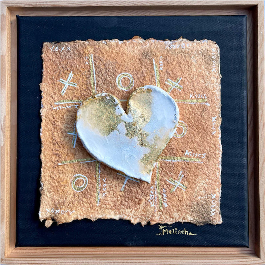 Kisses and Hugs Clay Heart