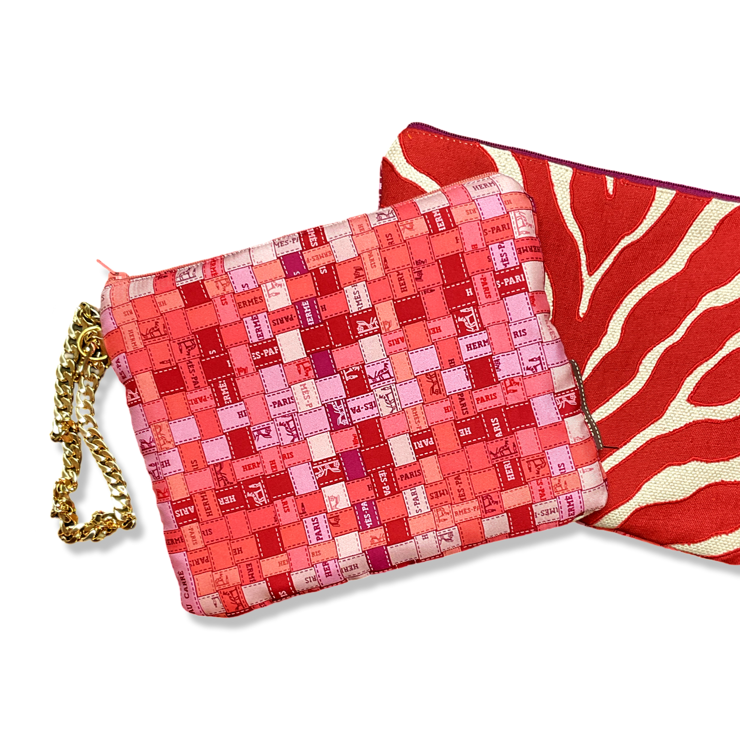 Bolduc Au Carre Vintage Silk Scarf Wristlet Bag