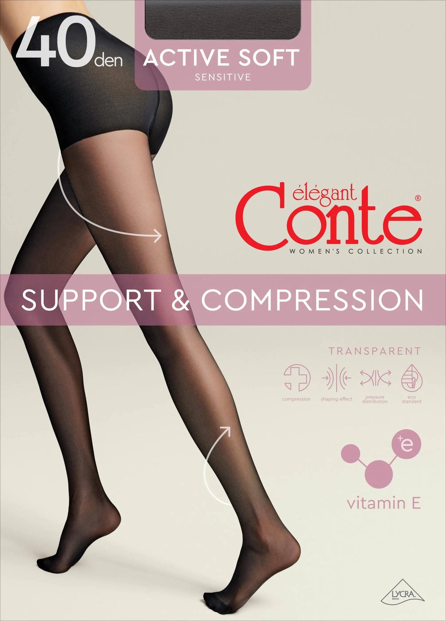 Tights Conte Active Soft 40 Den - Shaping Support with Vitamin E - Concordia Style Boutique