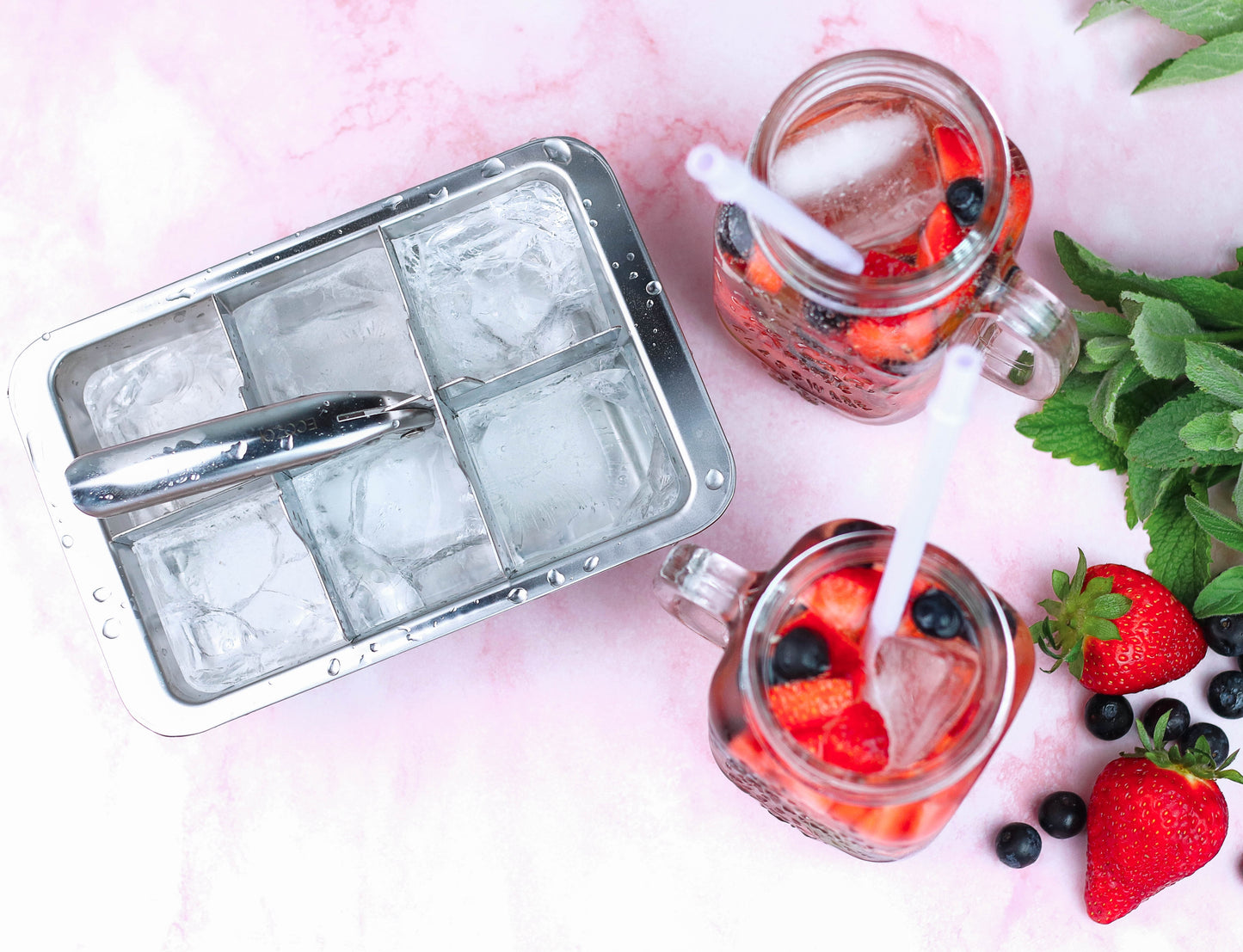 Ecozoi Stainless Steel Ice Cube Trays with Easy Release, 2 Pack, 12 Large Cubes - Concordia Style Boutique