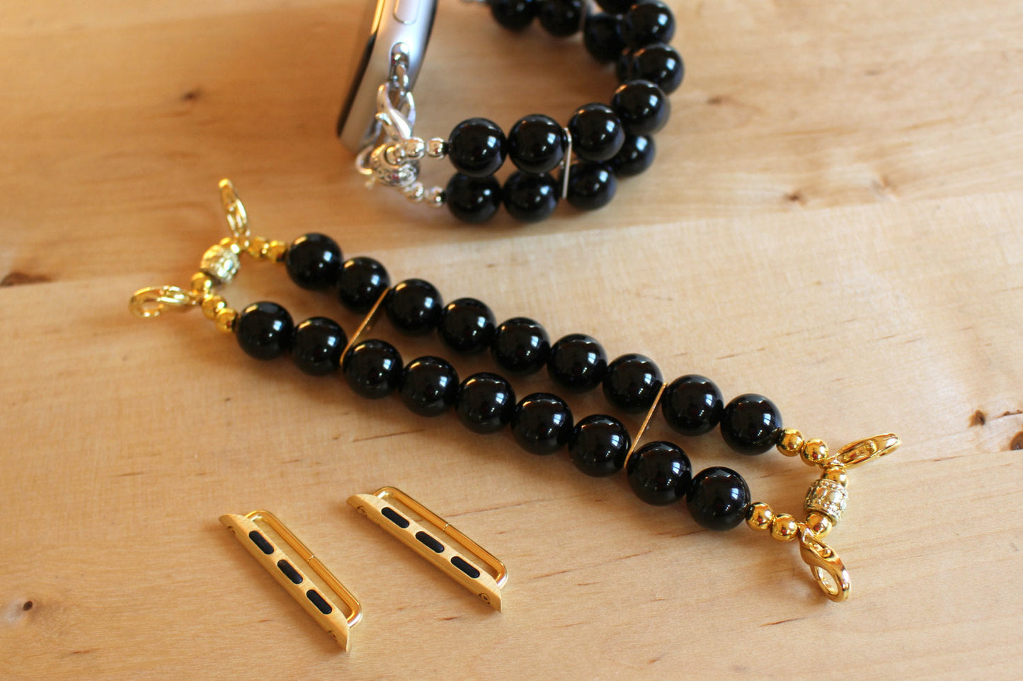 Watch Band for Apple Watch, Black Onyx Beads