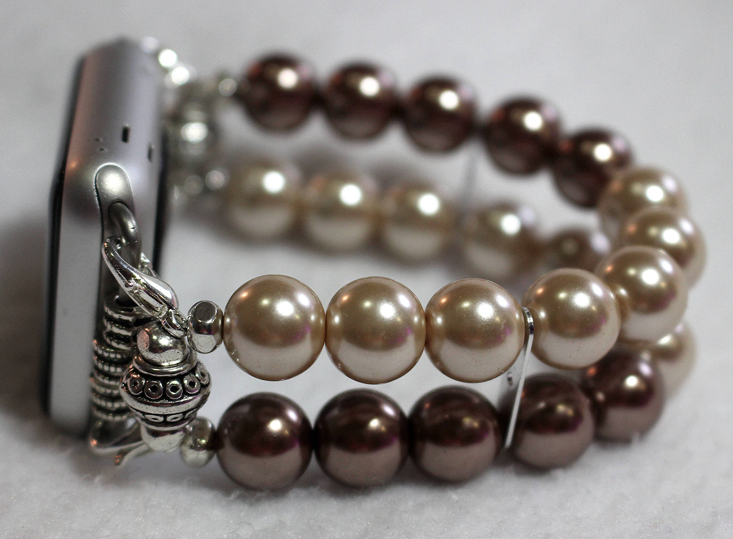 Watch Band for Apple Watch, Brown and Beige Pearl