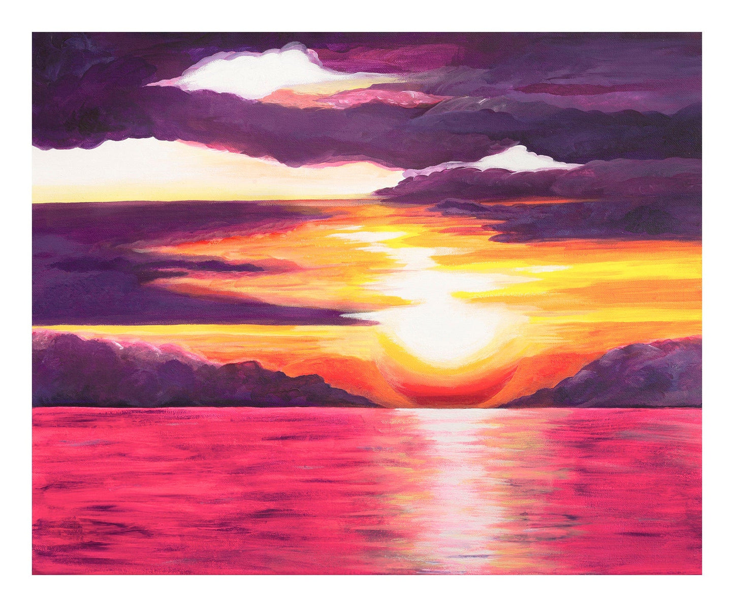 Matted Print of Original Pink and Purple Sunset Painting