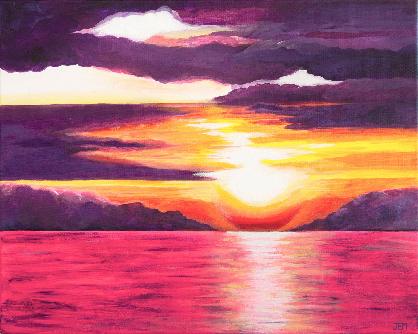 Matted Print of Original Pink and Purple Sunset Painting