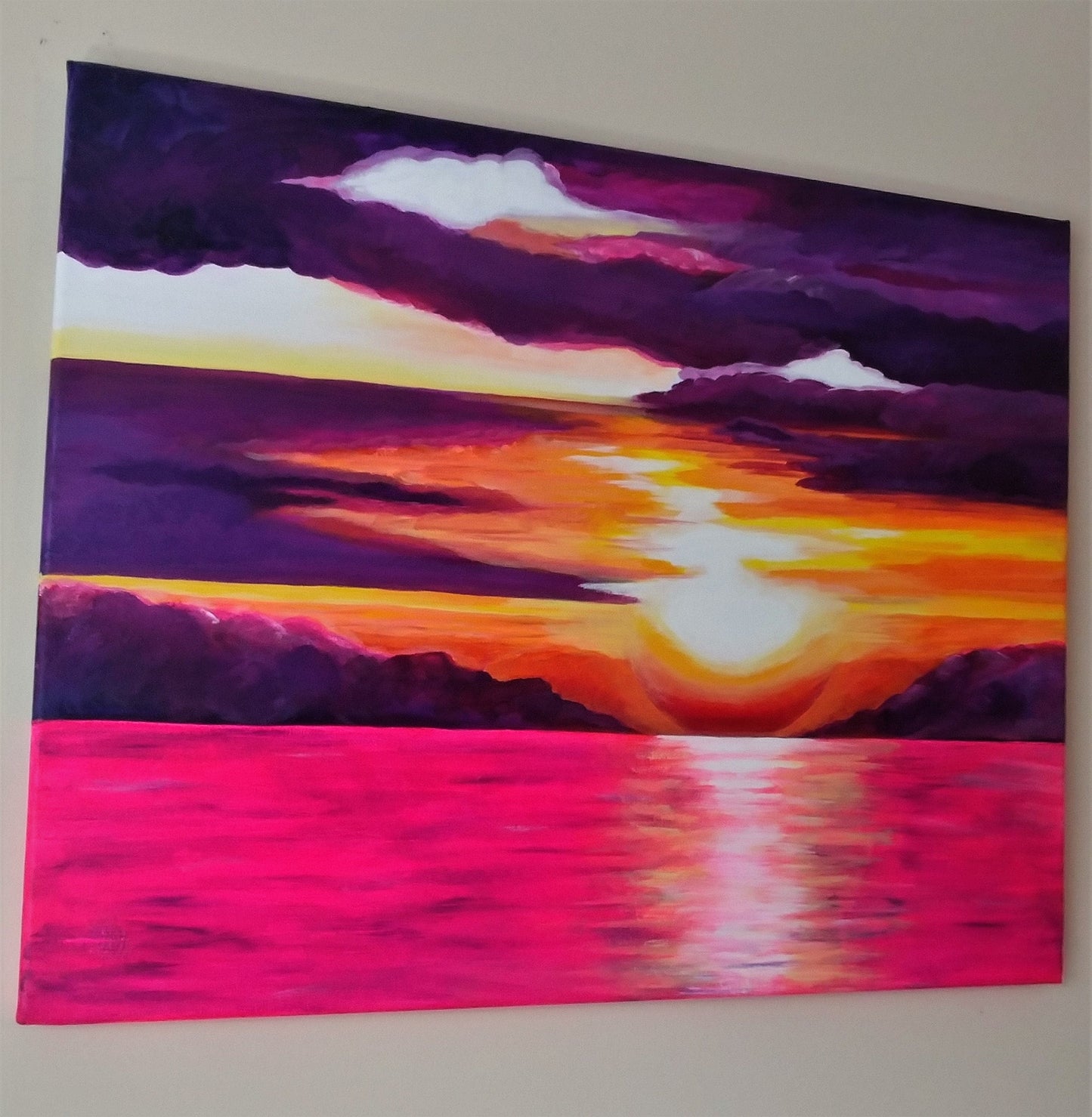 Matted Print of Original Pink and Purple Sunset Painting