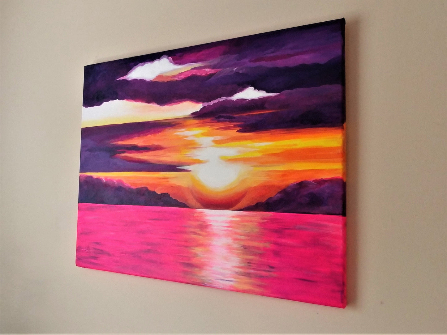 Matted Print of Original Pink and Purple Sunset Painting