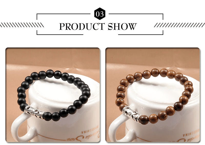 Wooden Bead Raw Energy Crystal Bracelet
