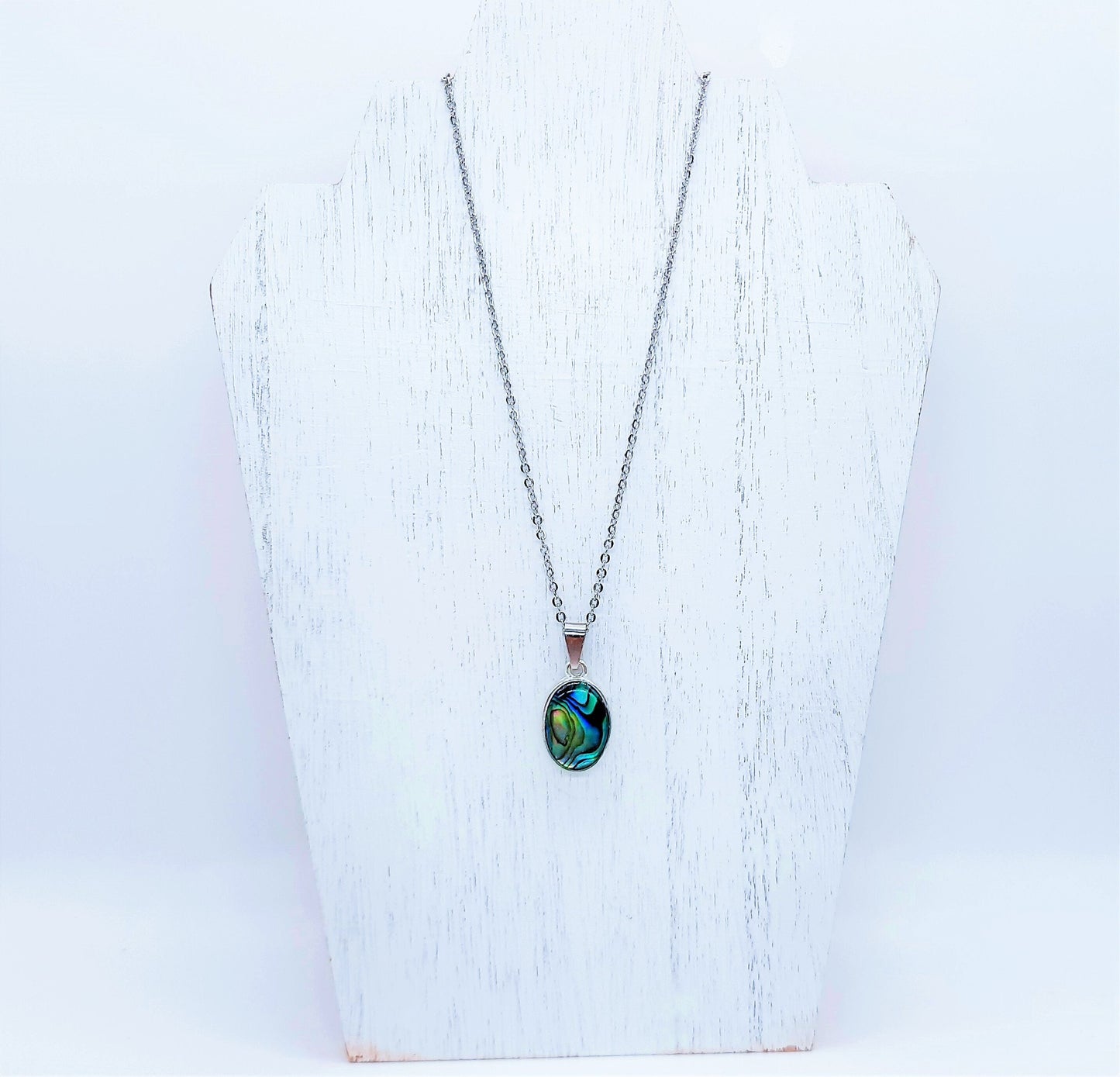 Abalone / Paua Seashell Oval Pendant Necklace