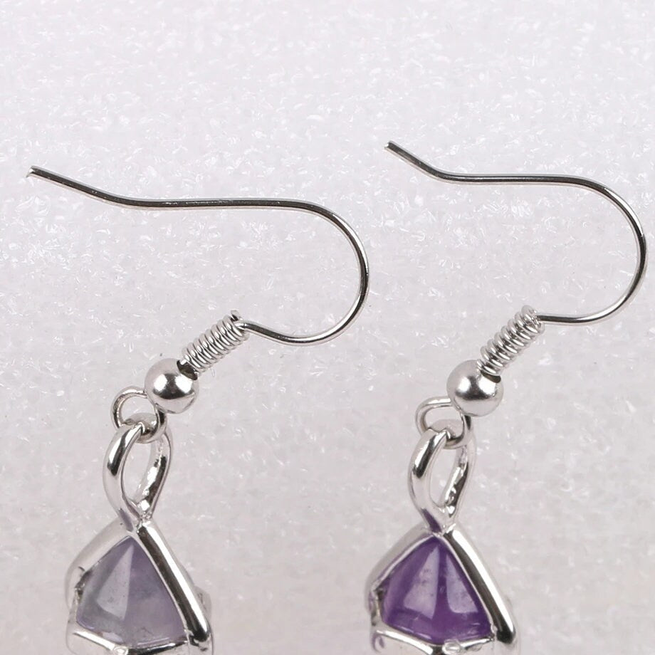 Amethyst Crystal Point Chakra Earrings