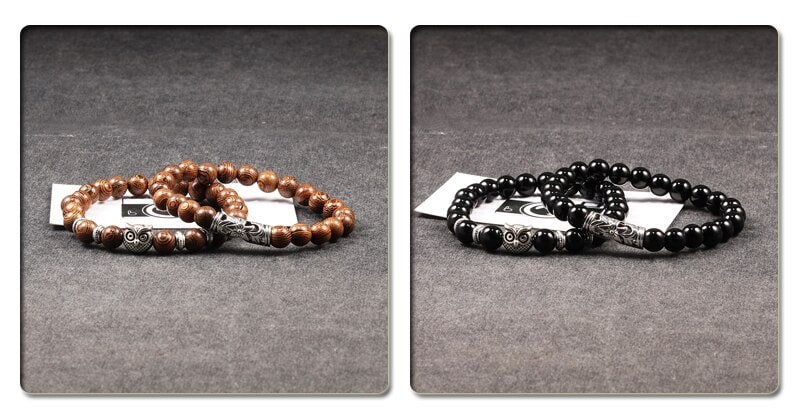 Wooden Bead Raw Energy Crystal Bracelet