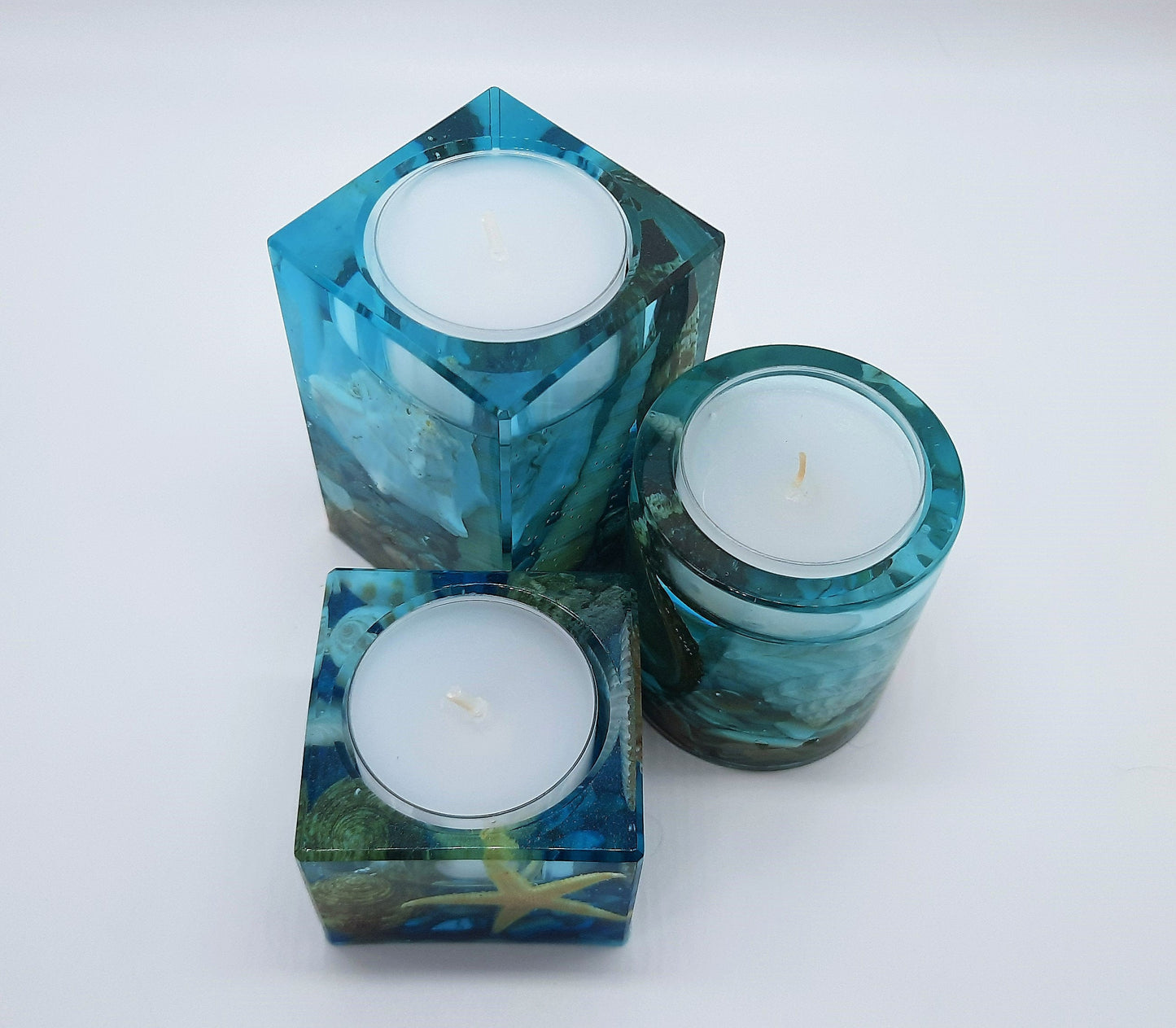 Square Seascape Candle Holder