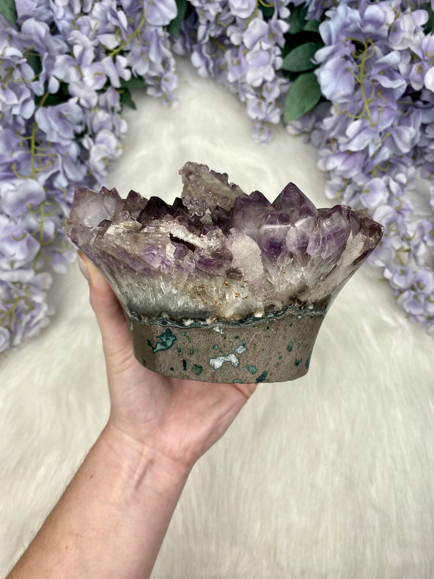 Amethyst with Calcite and Goethite | Brazil