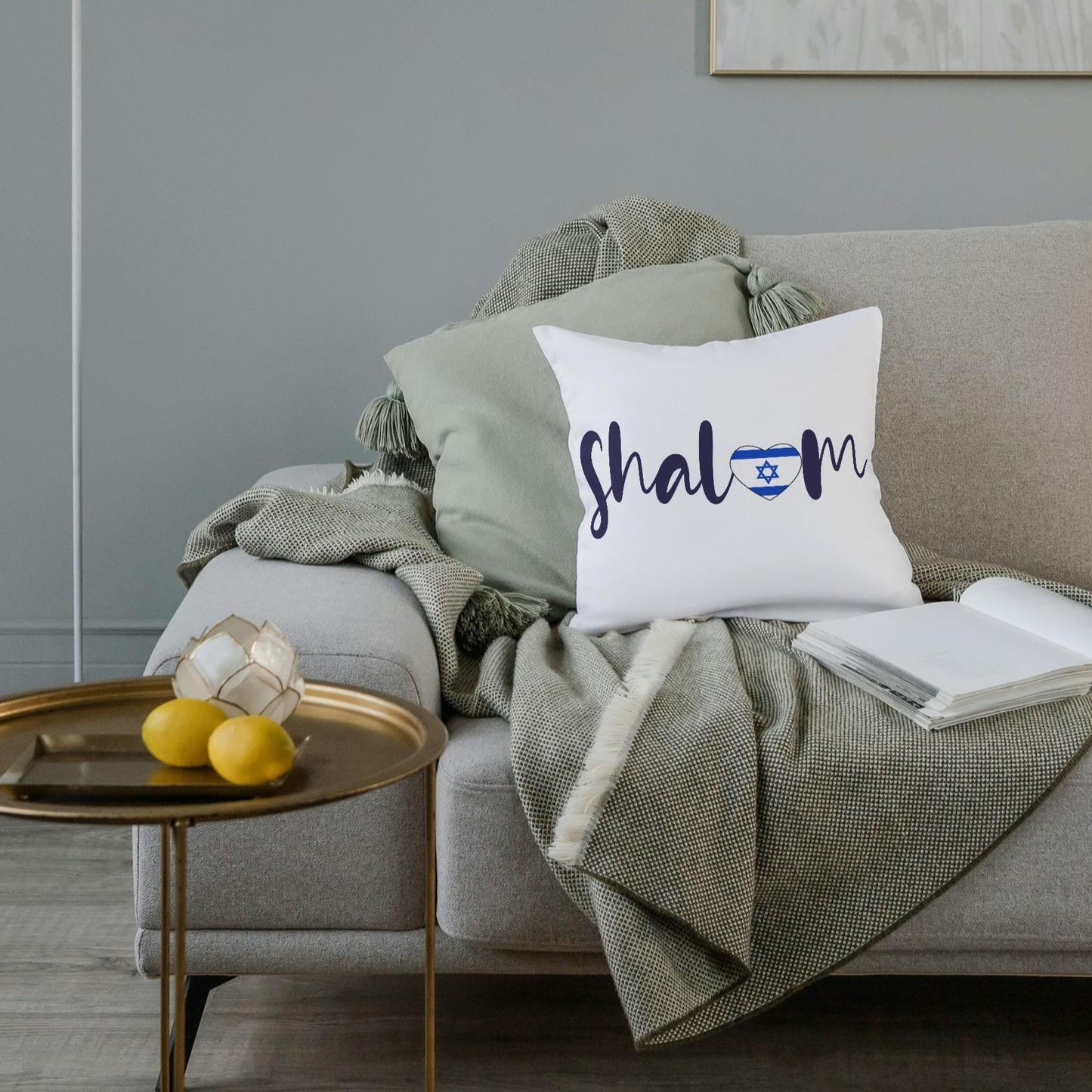 Shalom Israel White Throw Pillow