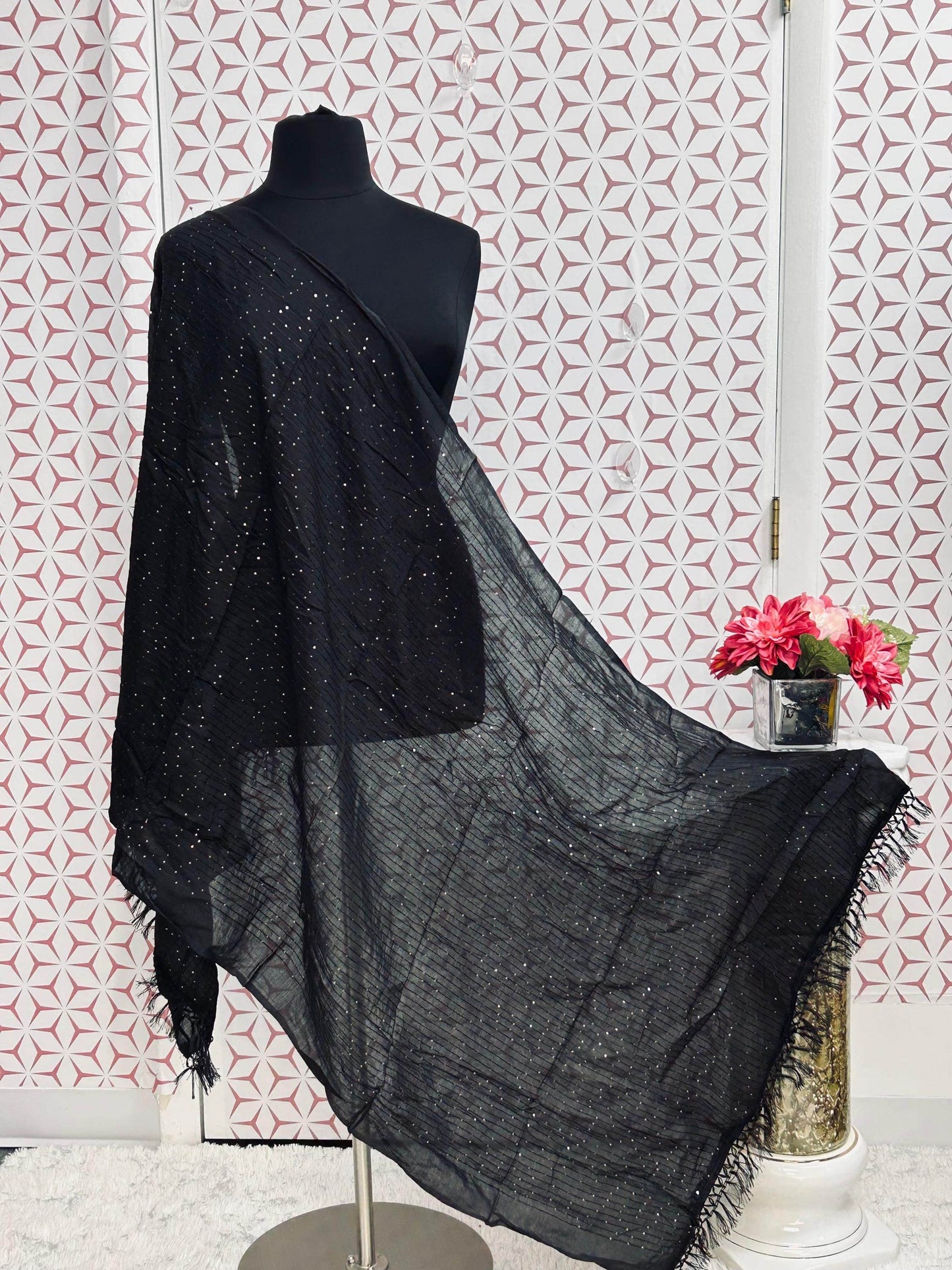 Black sequin dupatta