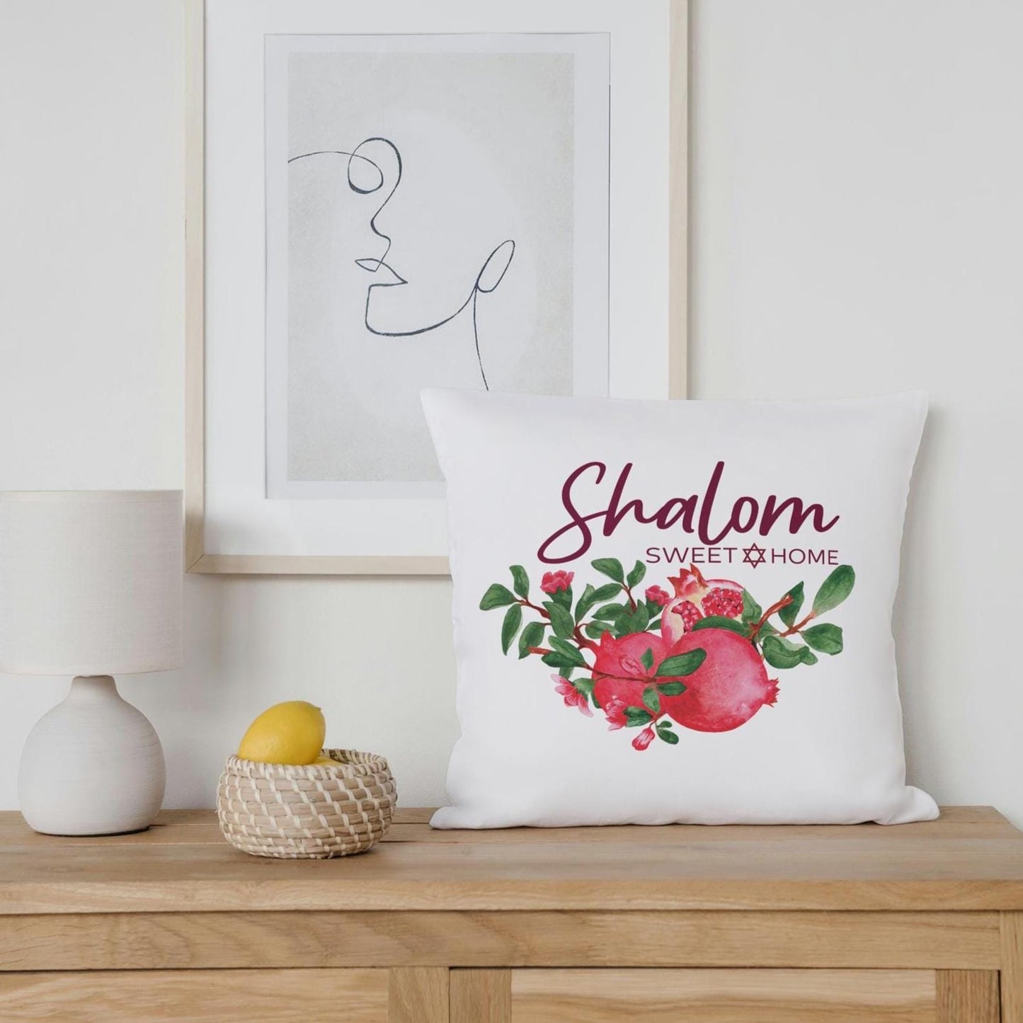 Shalom Sweet Home Pomegranate Pillow for High Holidays