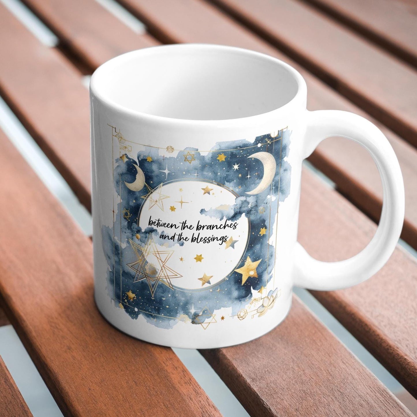 Between the Branches and the Blessings Celestial Sukkot Mug