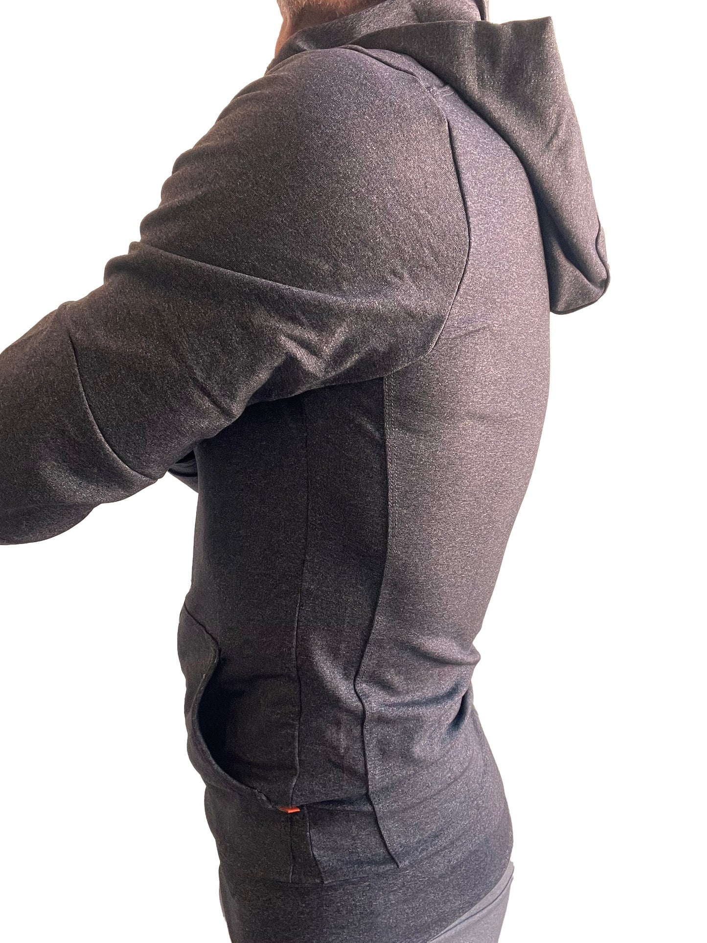 PERFORMANCE-premium Form-fit Crossover Yoga Track Hoodie (Charcoal Heather) - Concordia Style Boutique