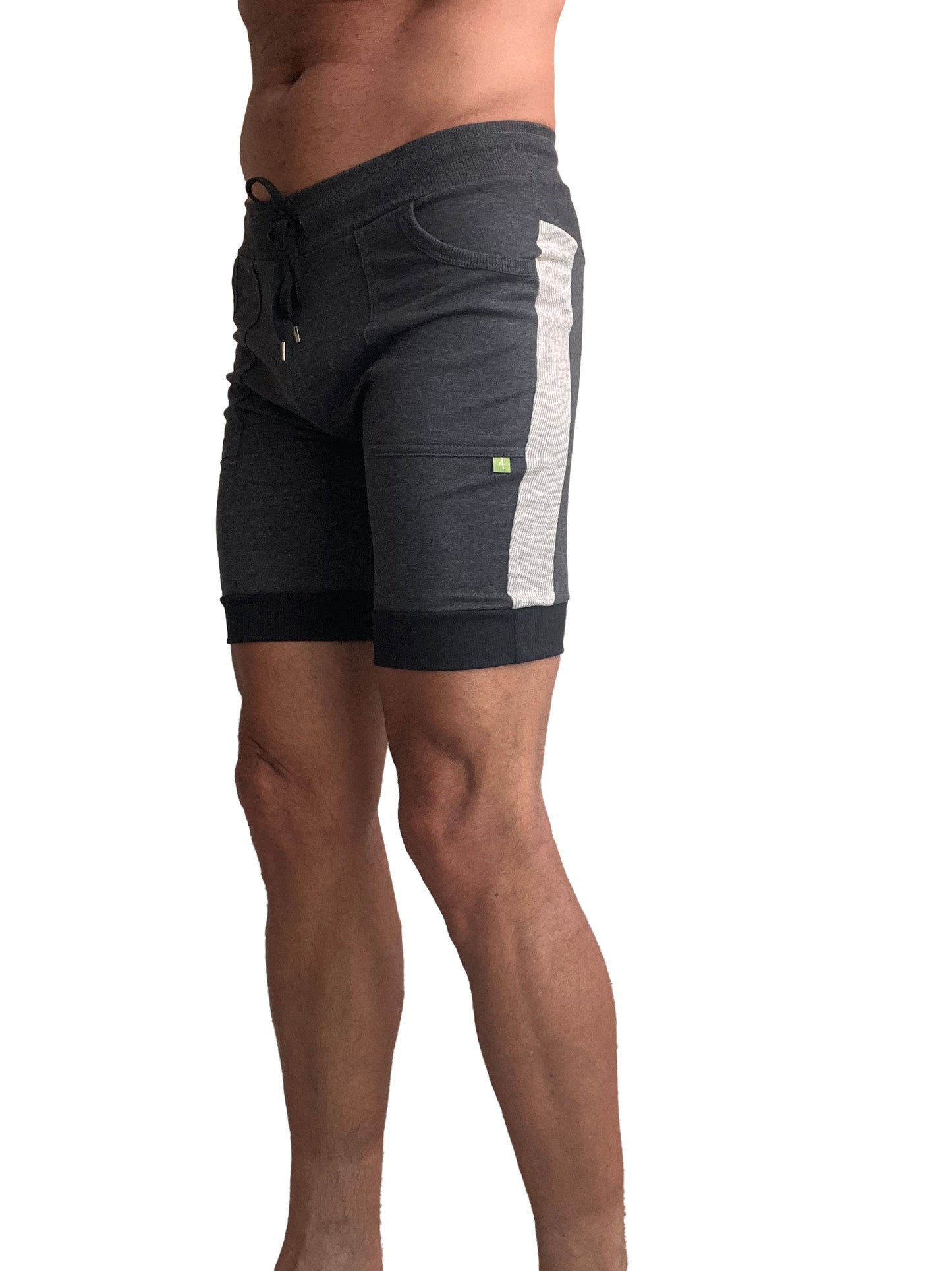 Cuffed Yoga Short (Charcoal w/Grey & Black) - Concordia Style Boutique