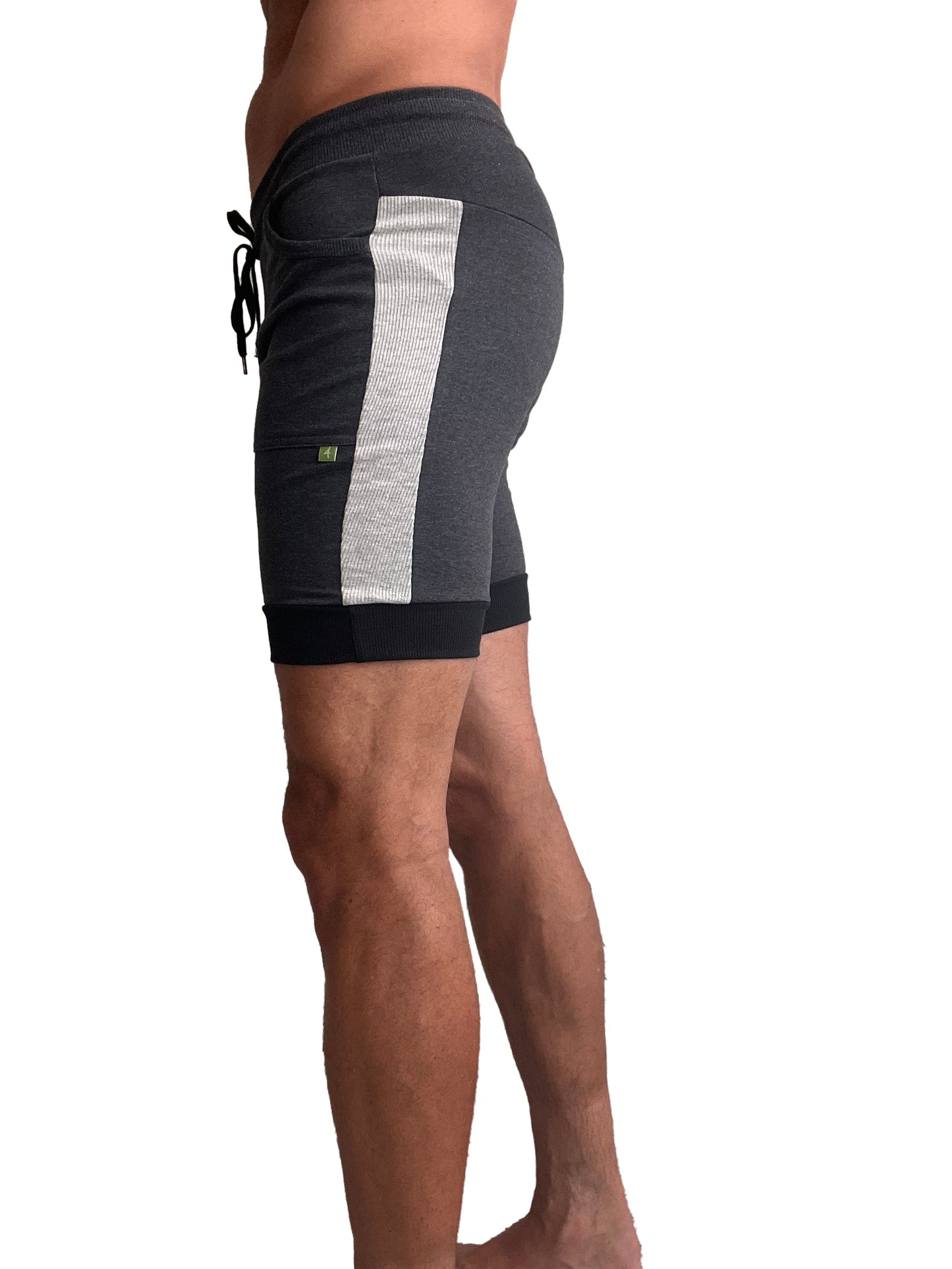 Cuffed Yoga Short (Charcoal w/Grey & Black) - Concordia Style Boutique