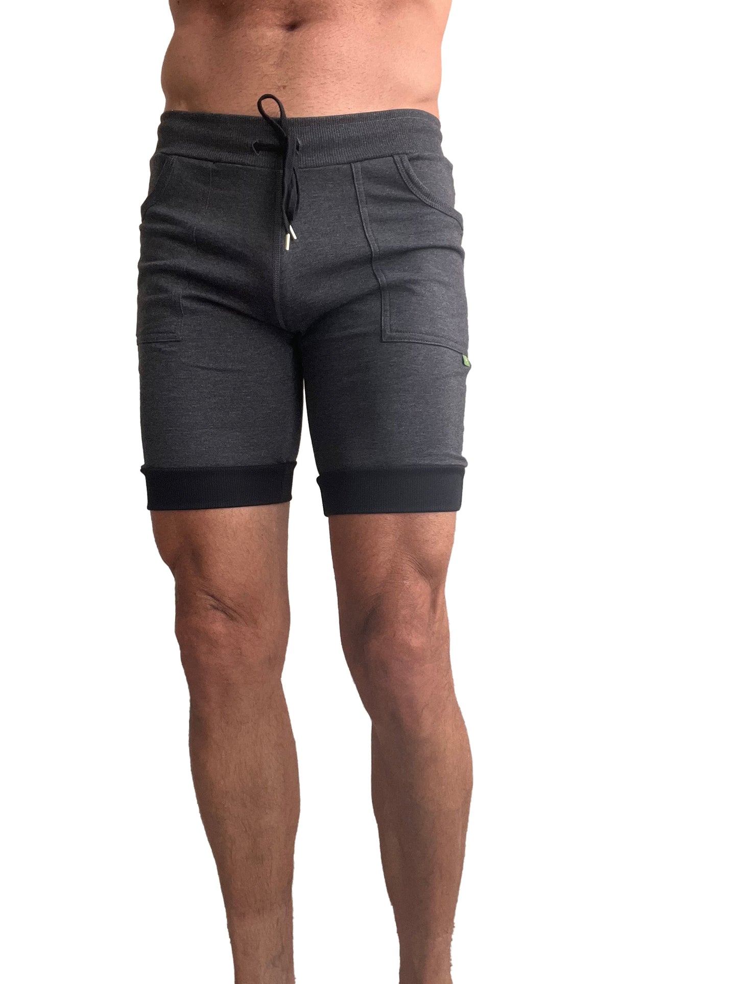 Cuffed Yoga Short (Charcoal w/Grey & Black) - Concordia Style Boutique
