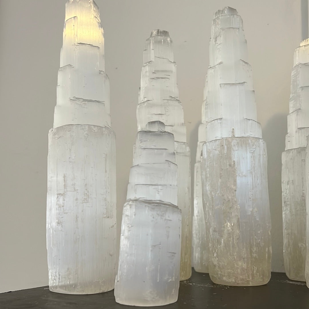 Tall Selenite tower crystal - Selenite Skycraper -12 inches - Concordia Style Boutique