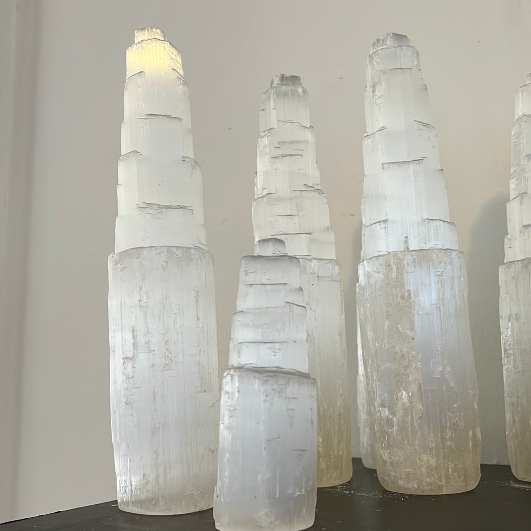 Tall Selenite tower crystal - Selenite Skycraper -12 inches - Concordia Style Boutique