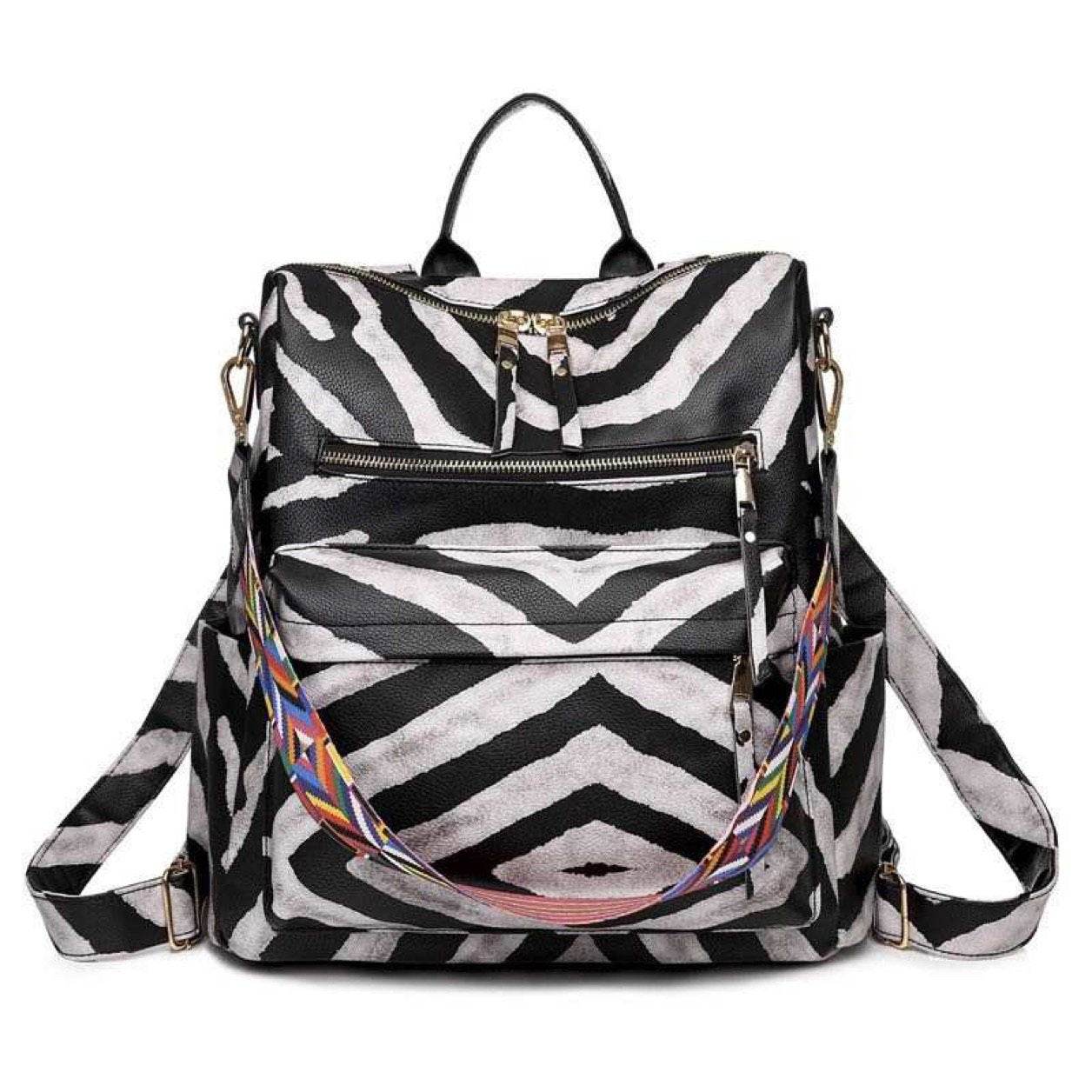 Back Pack with Guitar Strap - Large Zebra Lines - Concordia Style Boutique