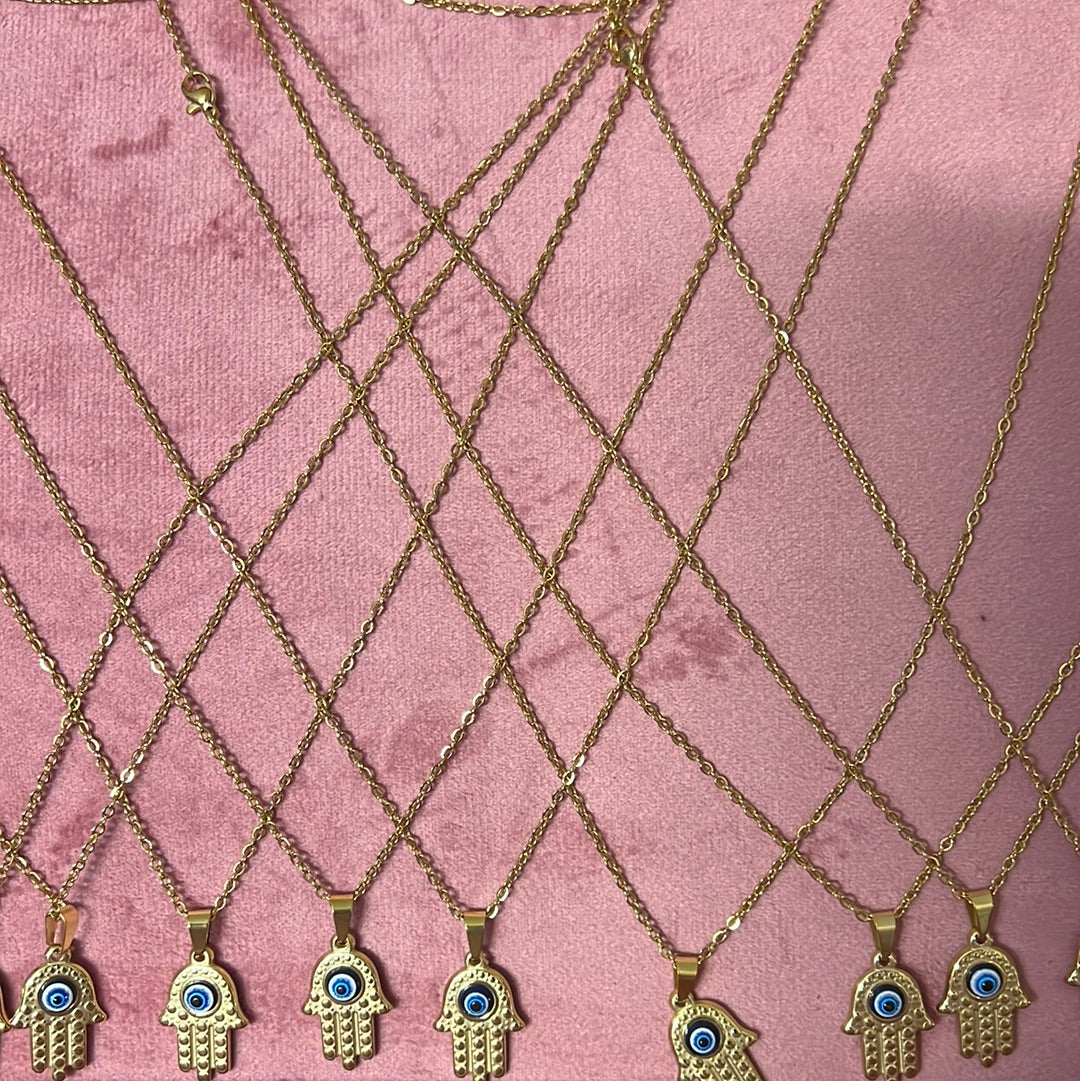 Hamsa Hand charm with Evil eye necklace - Concordia Style Boutique