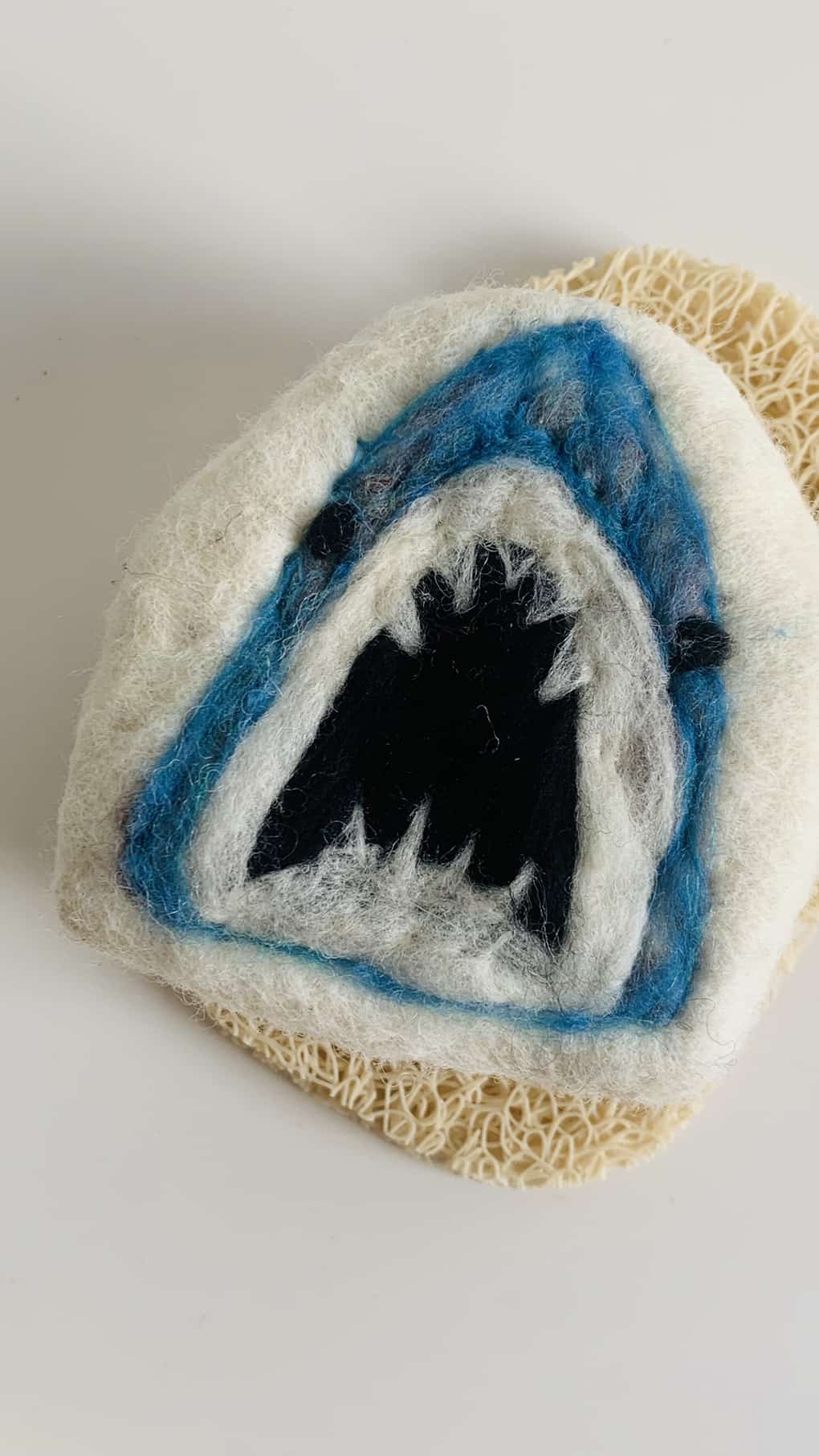 Felted shark soap bar